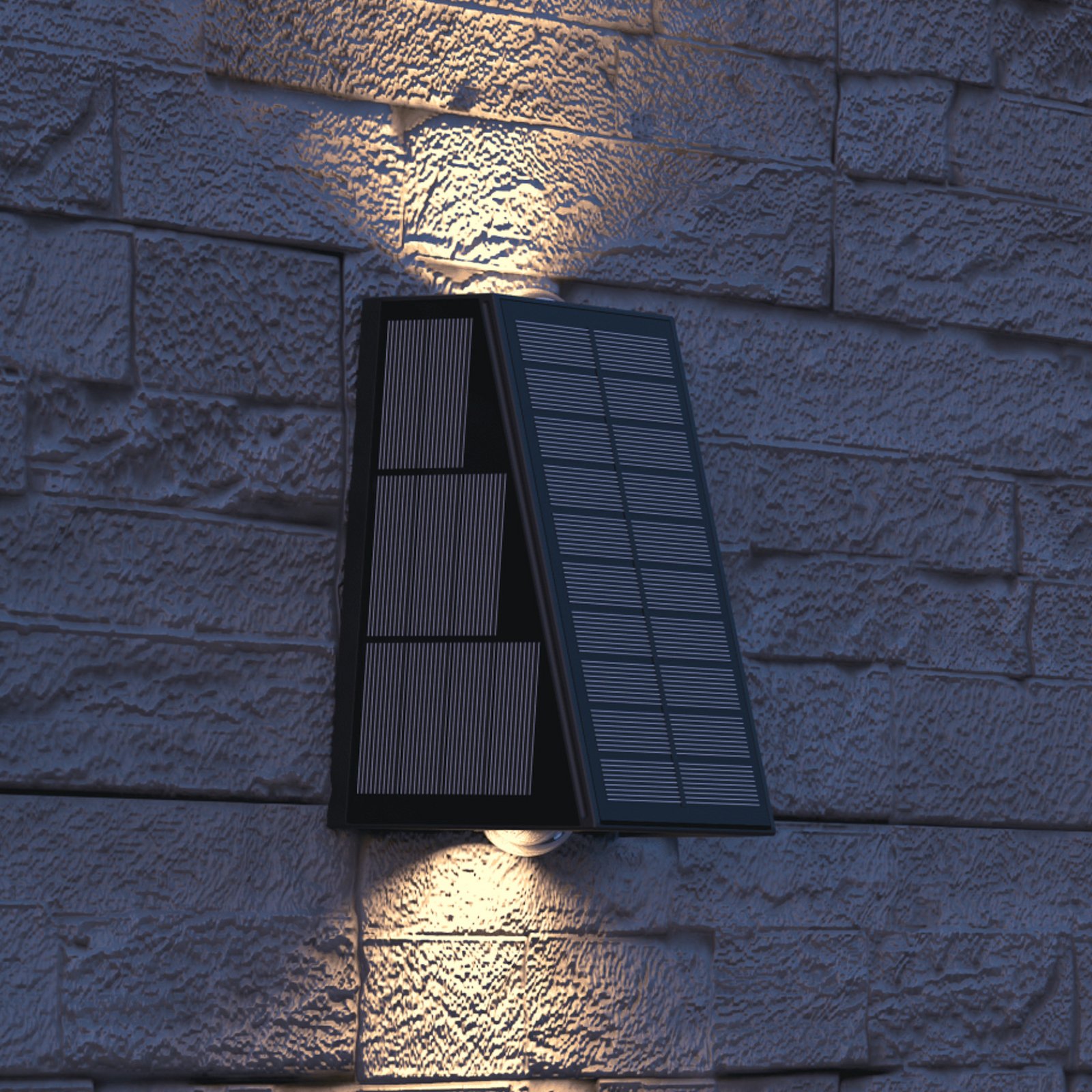 Calex Matera solar LED outdoor wall light, up/down, black