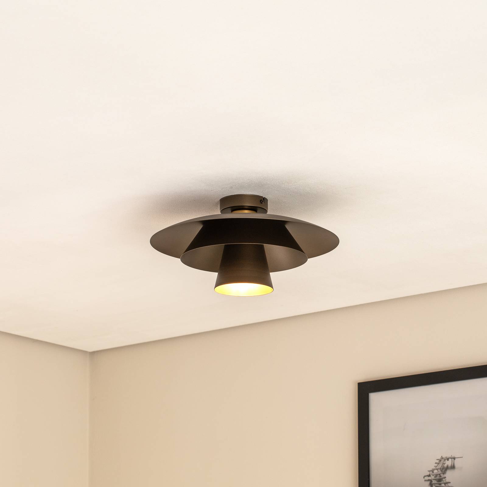 Deckenleuchte Plato, titan, Metall, Ø 38 cm, E27 günstig online kaufen
