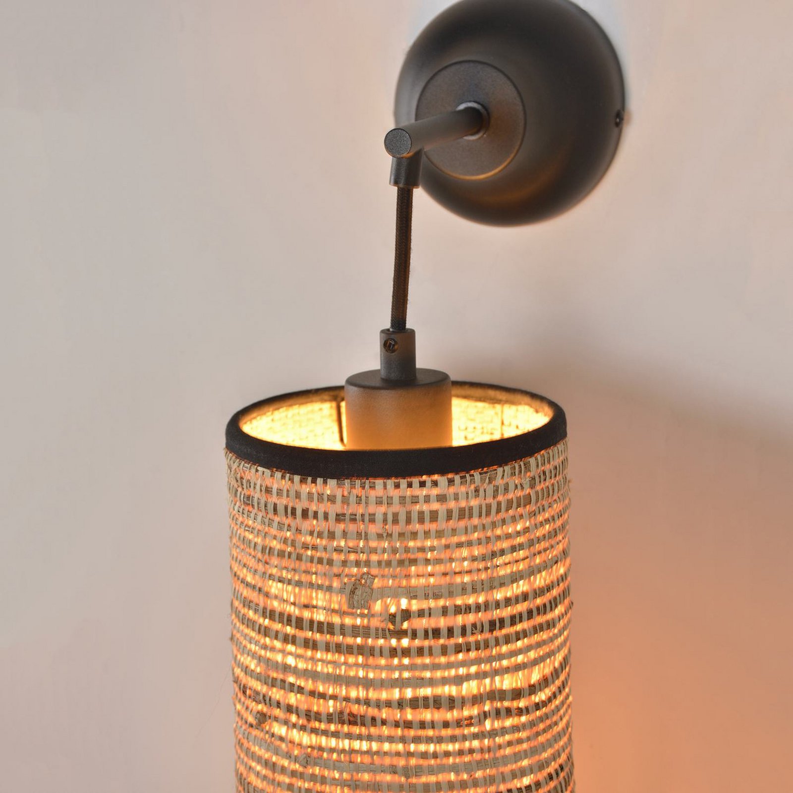 MARKET SET Aplique de pared Formentera, marrón Altura 47 cm, fibra de palma