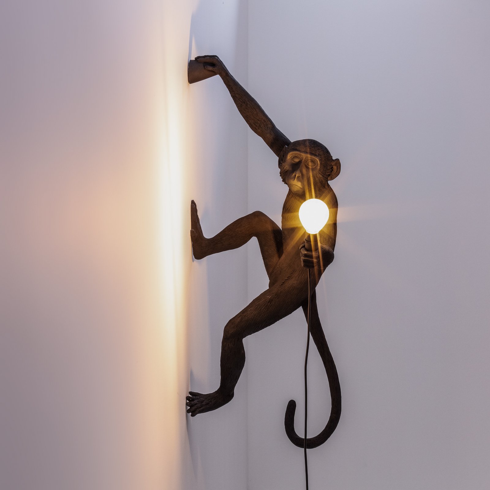 Monkey Hanging Buiten Wandlamp Right Zwart - Seletti