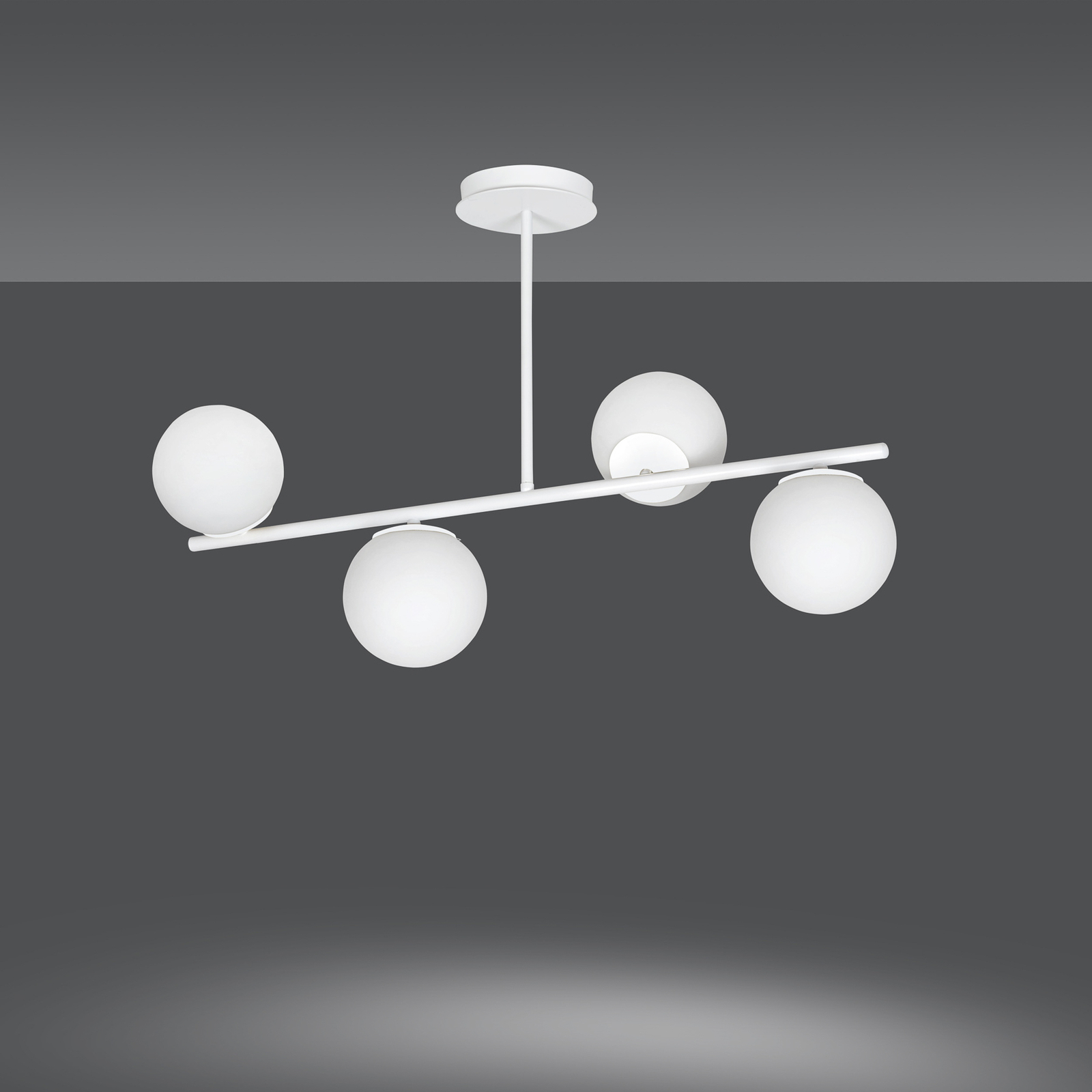 Kabo ceiling lamp, 1 arm, white, four-bulb
