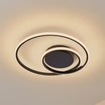 Lindby LED plafonnier Kyron, noir, aluminium, intensité variable, Ø45cm