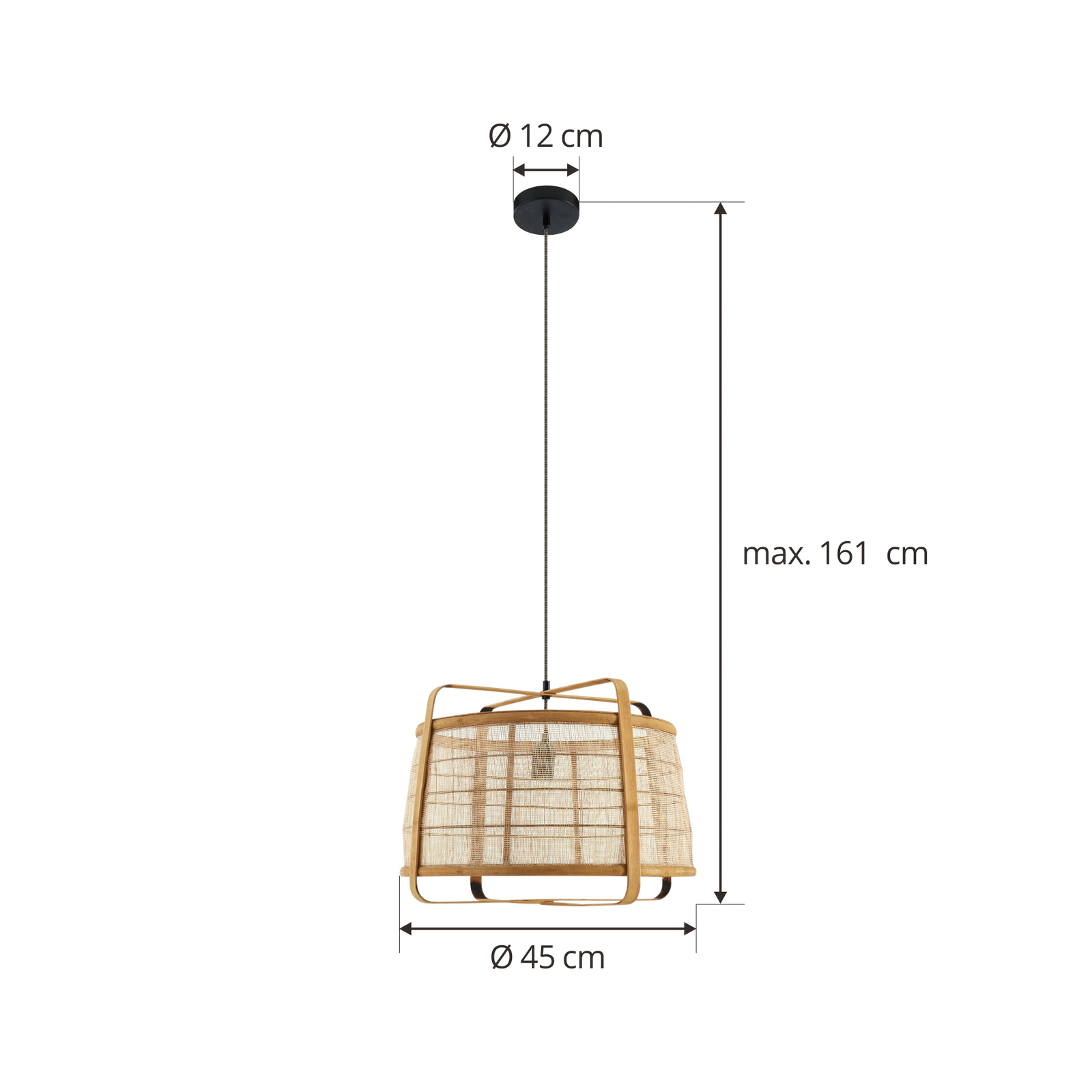 Lindby hanglamp Liriana, bamboe, ijzer, Ø 45 cm, E27