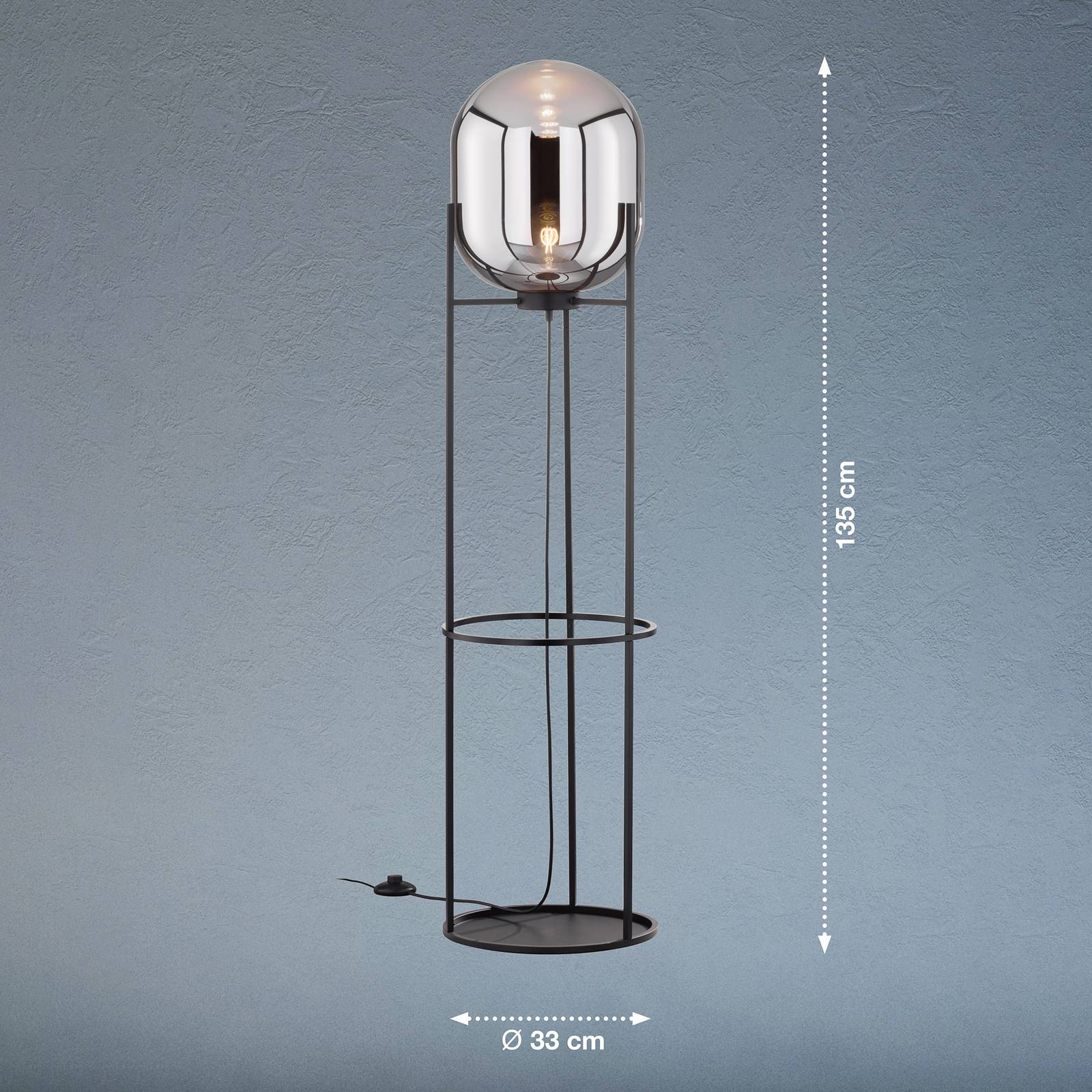 FISCHER & HONSEL Lampadaire Regi verre gris fumée H 135 cm