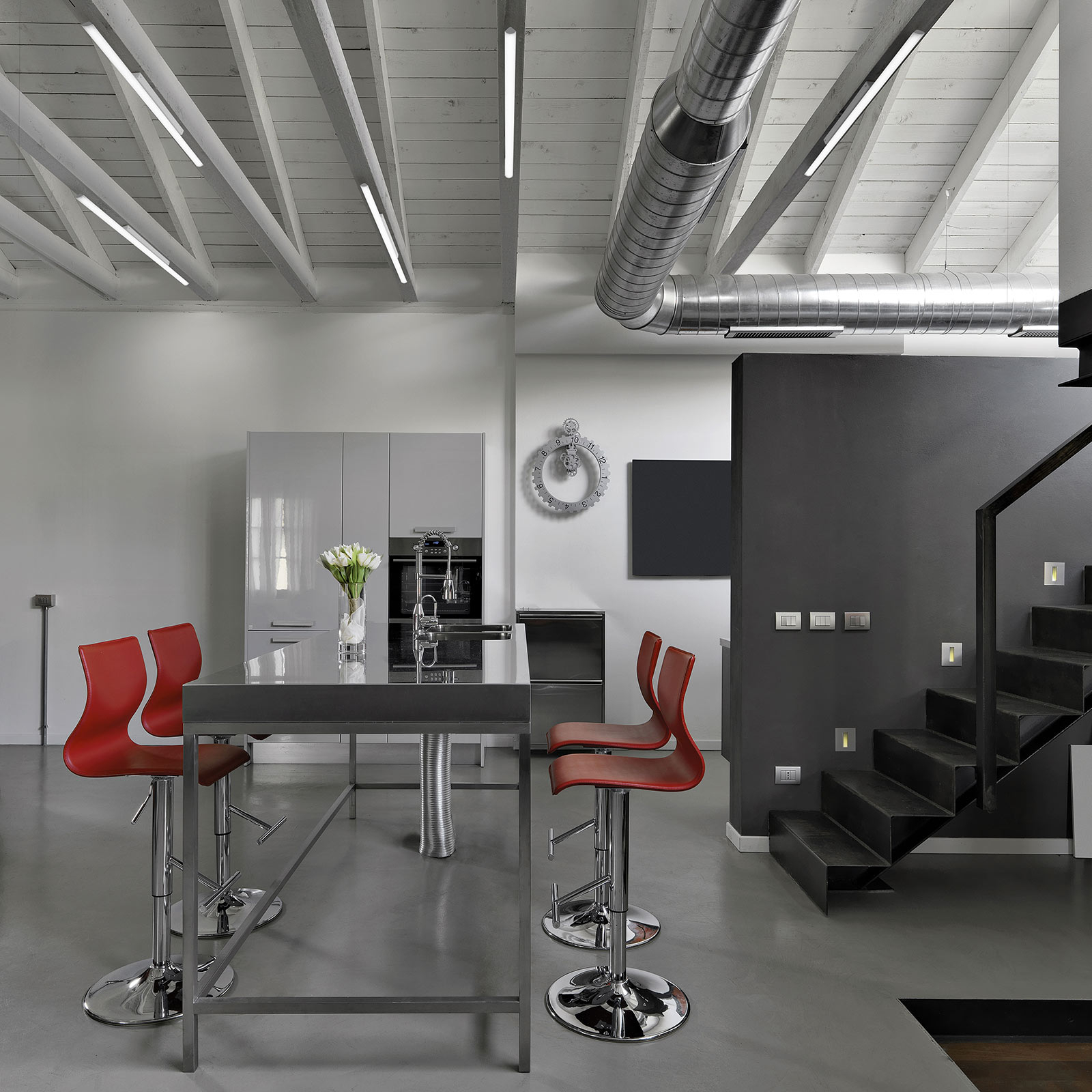 Sforzin Sami Soffito LED ceiling light, length 200 cm, for Living / Dining Room, aluminium, plastic, 28.8 W, energy efficiency: A+, L: 200 cm, W: 3.5 cm, H: 7 cm