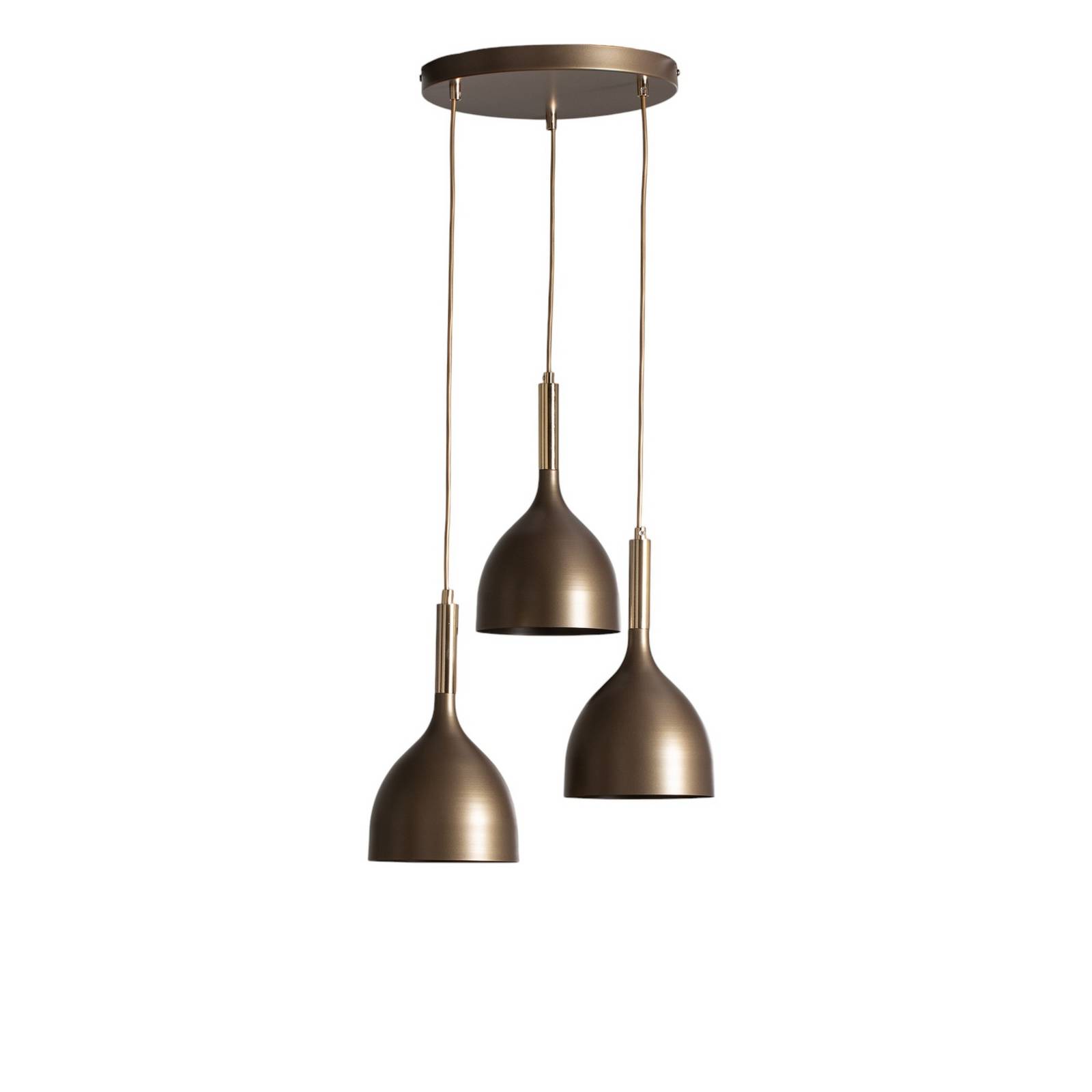 Hängelampe Noak 3-flammig, rund, titan-gold/gold, Stahl