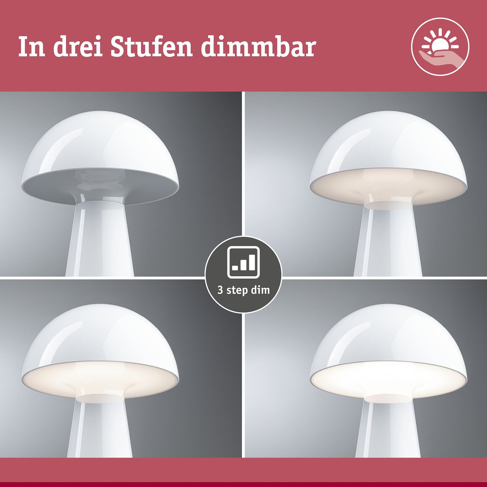 Onzo Portable Stolní Lampa 3-Step-Dim IP44 2700K Bílá - Paulmann