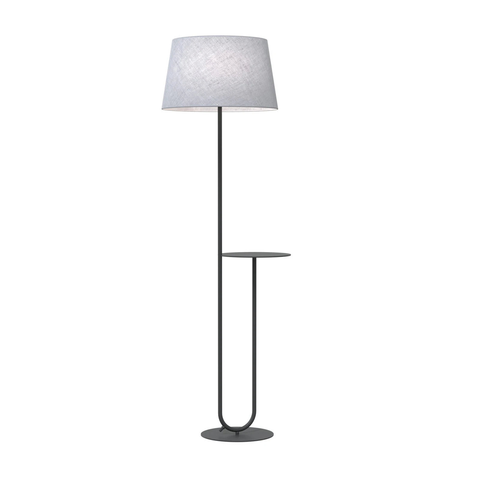 Viešbučio grindų lempa, pilka/juoda, aukštis 150 cm, audinys/metalas