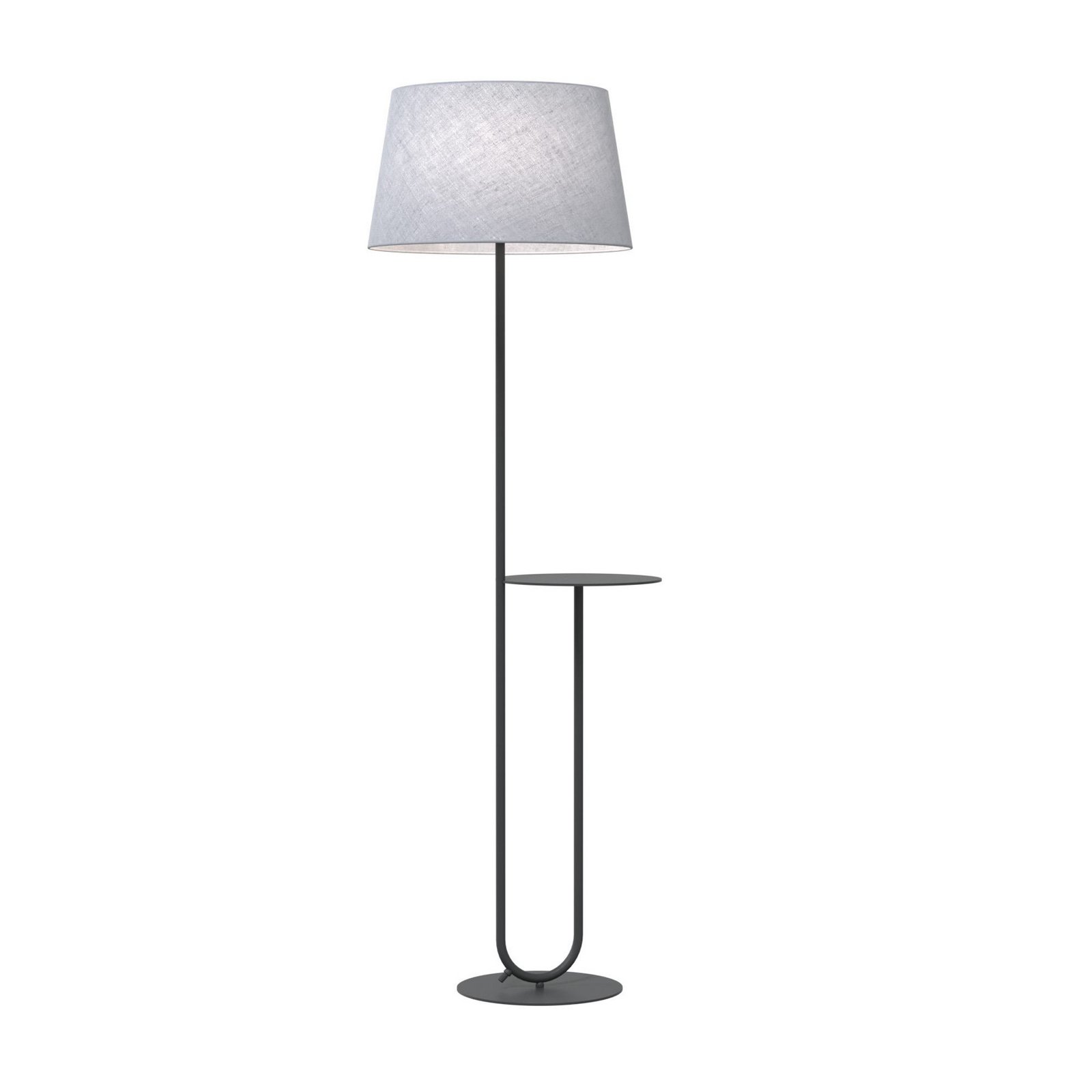 Hotelowa lampa podłogowa, szary/czarny, wysokość 150 cm, tkanina/metal Hotelowa lampa podłogowa, szary/czarny, wysokość 150 cm, tkanina/metal