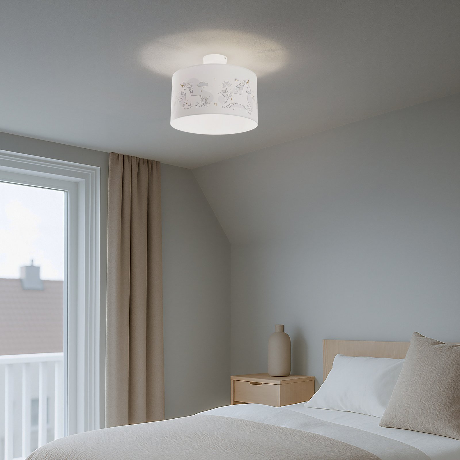 Mila függőlámpa, Ø 35 cm, szövet, egyszarvúak, E27