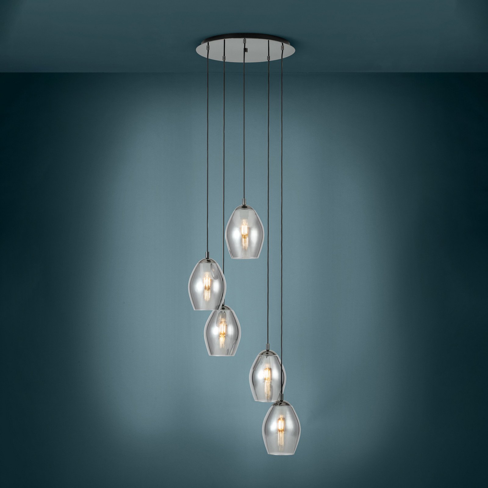 EGLO Stars Of Light Lampă suspendată Estanys negru 5 becuri rotunde - Camera de zi / sufragerie - negru negru-transparent - Sticlă