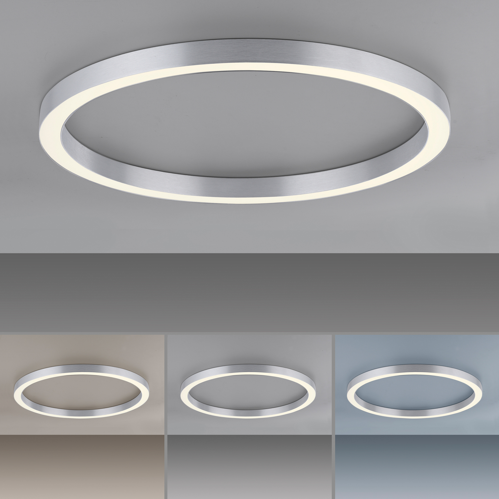 PURE Lines LED mennyezeti lámpa, kerek Ø70cm, ezüst színű