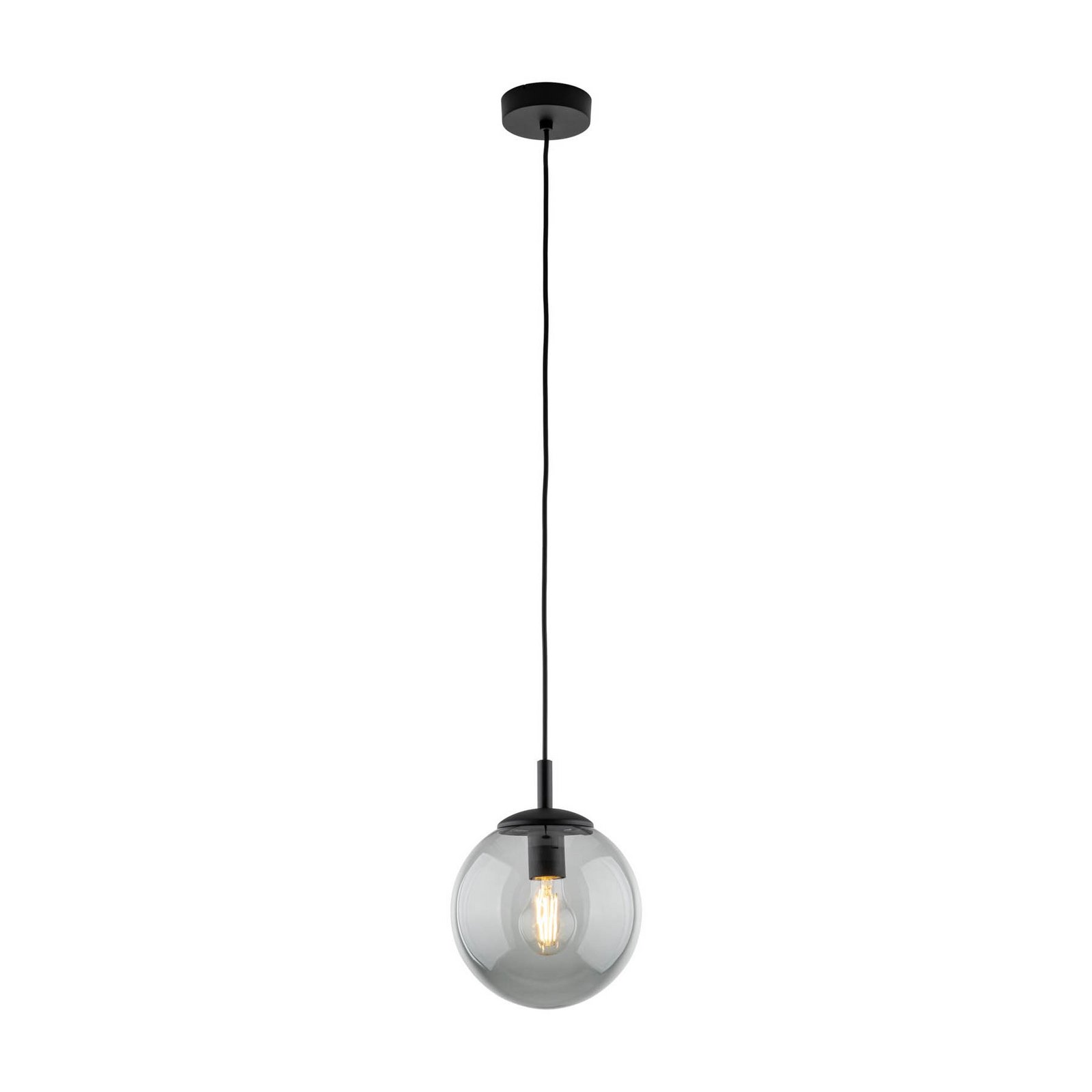 Esme hengelampe, Ø 30 cm, røykgrå, glass, kuppel, E27