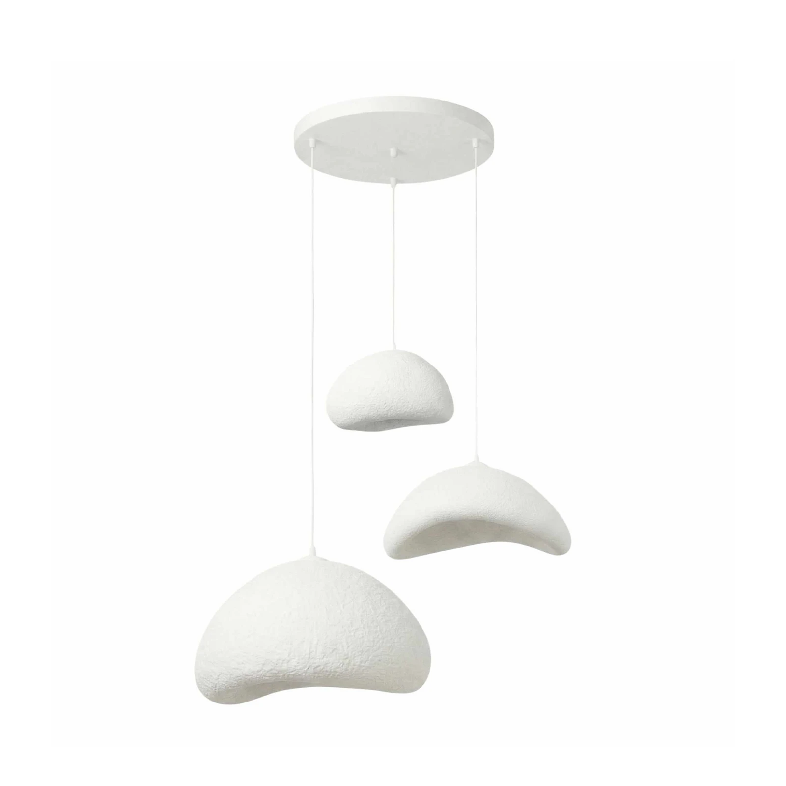 Závesné svietidlo LUNA, biele, Ø 82 cm, 3-pl., sklolaminát, E27