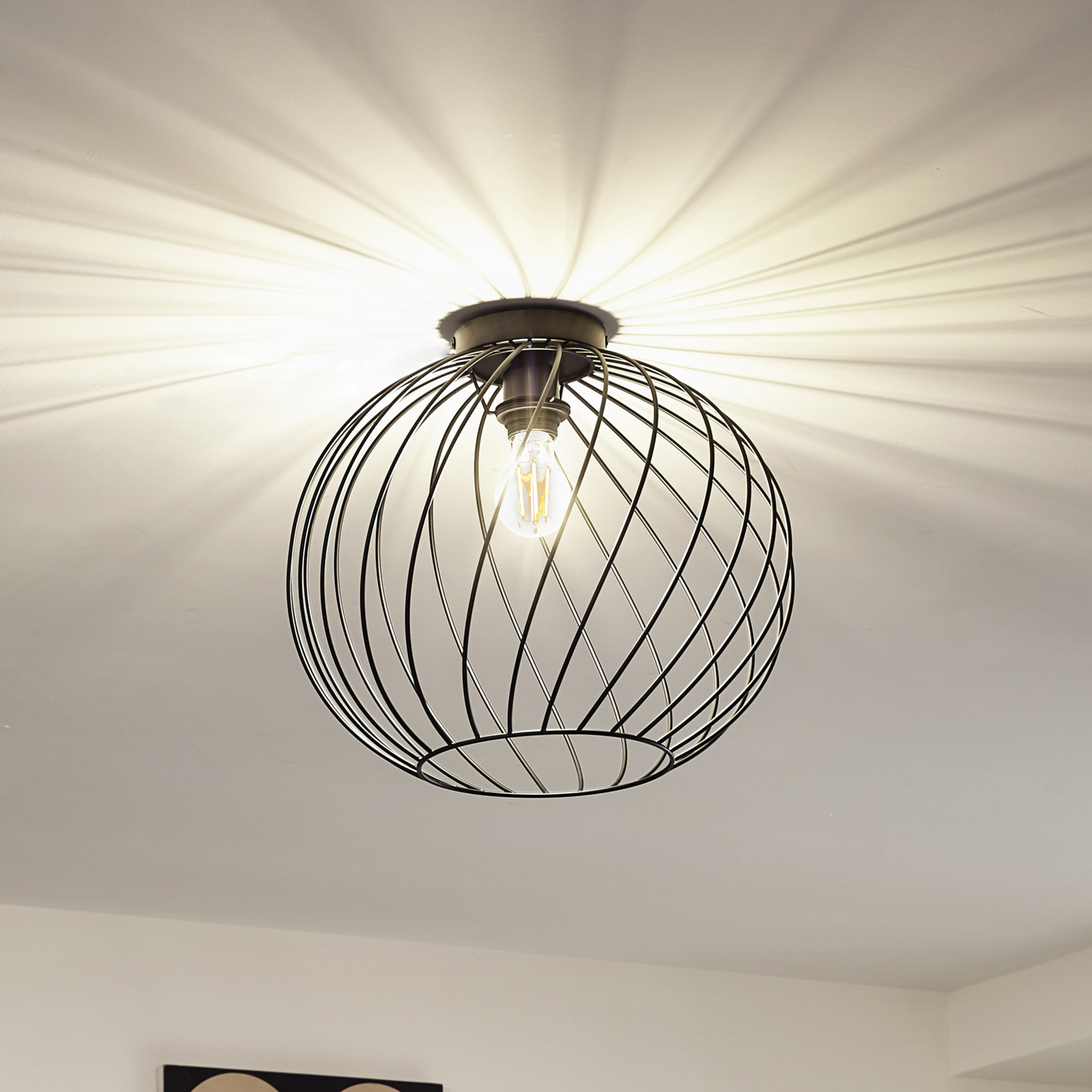 Lampa sufitowa Lindby Danika, Ø 40 cm, czarna, metalowa