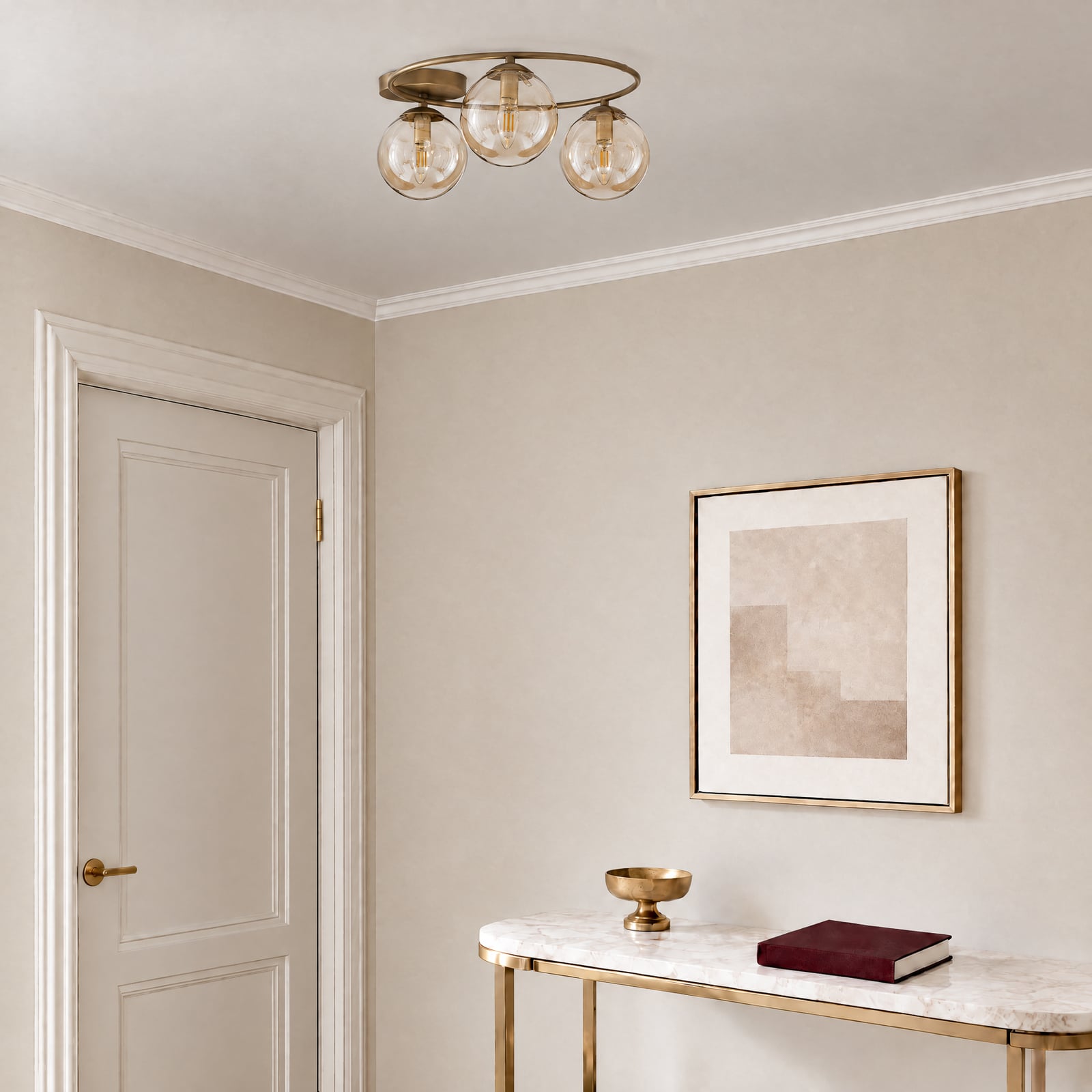 Plafoniera Sopra, beige, Ø 47 cm, a 3 luci, vetro/metallo, E14 Plafoniera Sopra, beige, Ø 47 cm, a 3 luci, vetro/metallo, E14