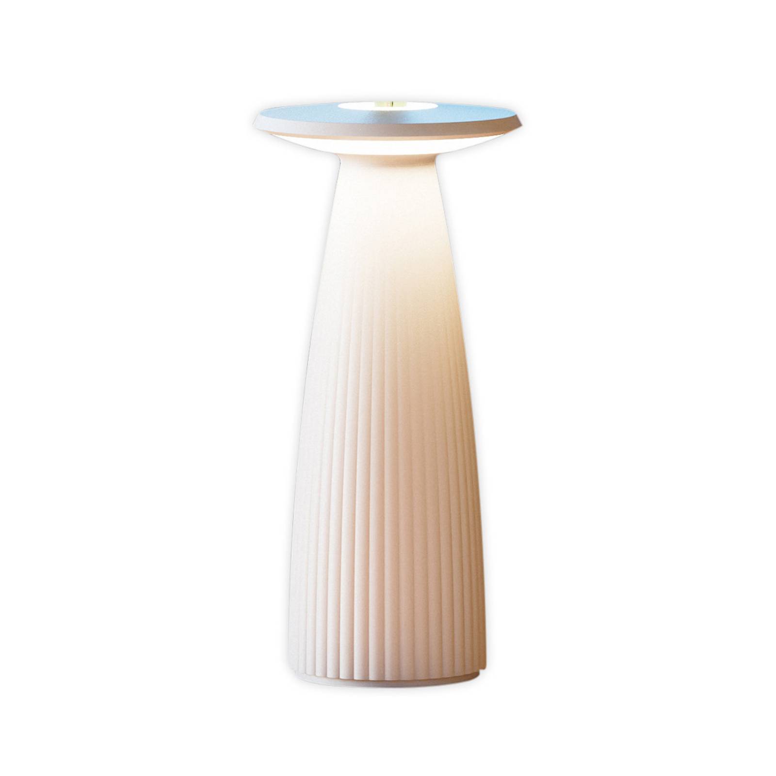 LED-Akku-Tischlampe Nuflair, beige, IP54, dimmbar, 24 cm