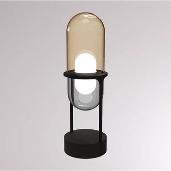 Pille lámpara de mesa LED de vidrio y piedra