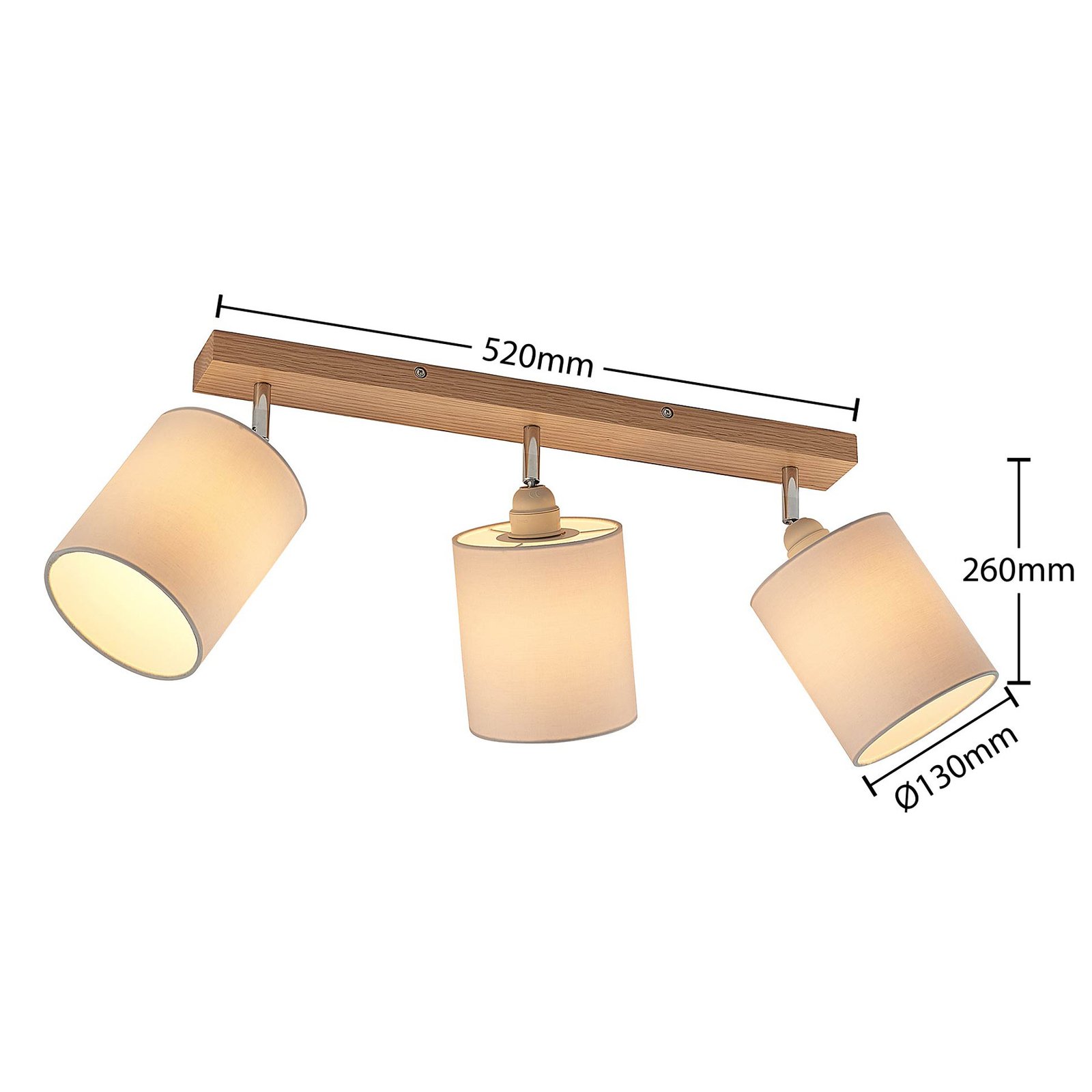 Lindby Deckenstrahler Imarin, 56 cm, 3-flammig, weiß, Holz