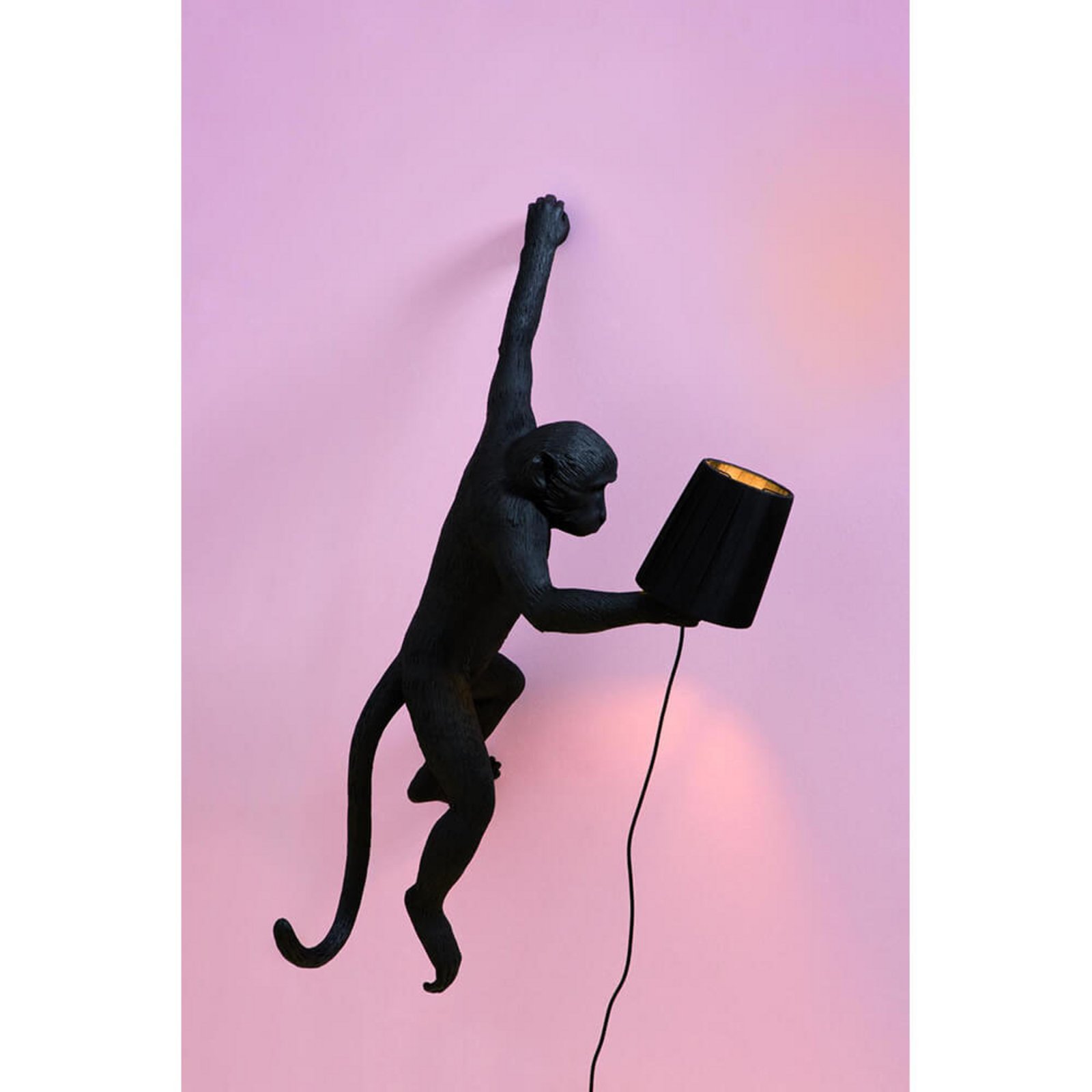 Monkey Hanging Outdoor Wall Lamp Left Black - Seletti