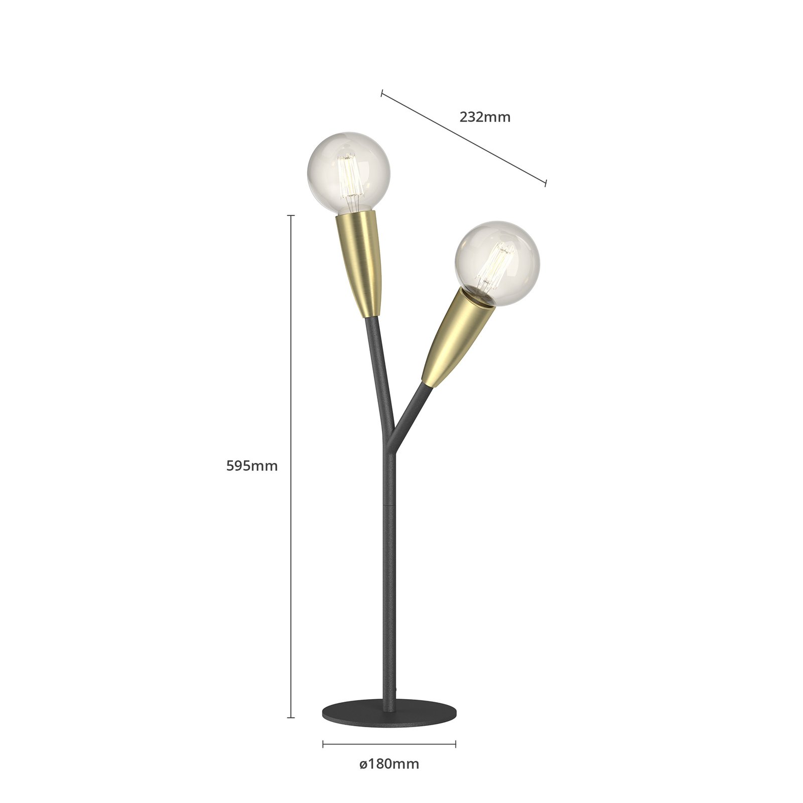 Carlea 2 Pöytävalaisin Black/Brass - Lucande