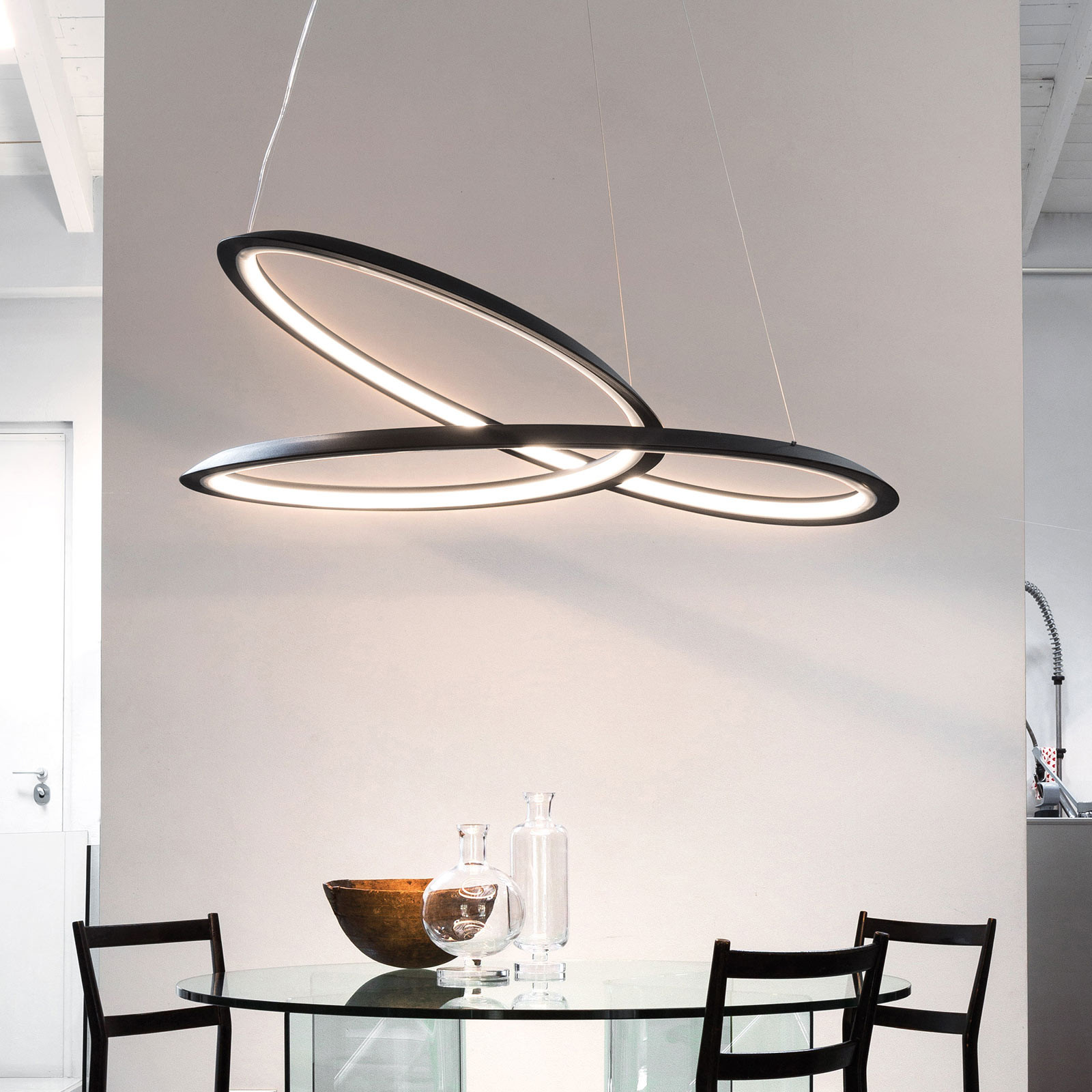 Nemo Kepler lampă suspendată 2.700K Down Ø110cm negru - Camera de zi / sufragerie - modern - negru lăcuit - Metal