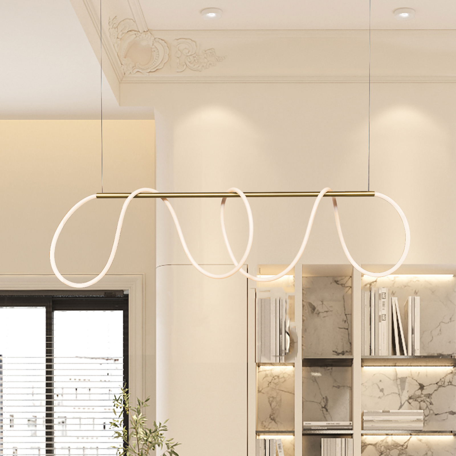 LED-Hängeleuchte 19254, gold matt, Länge 147 cm, Metall