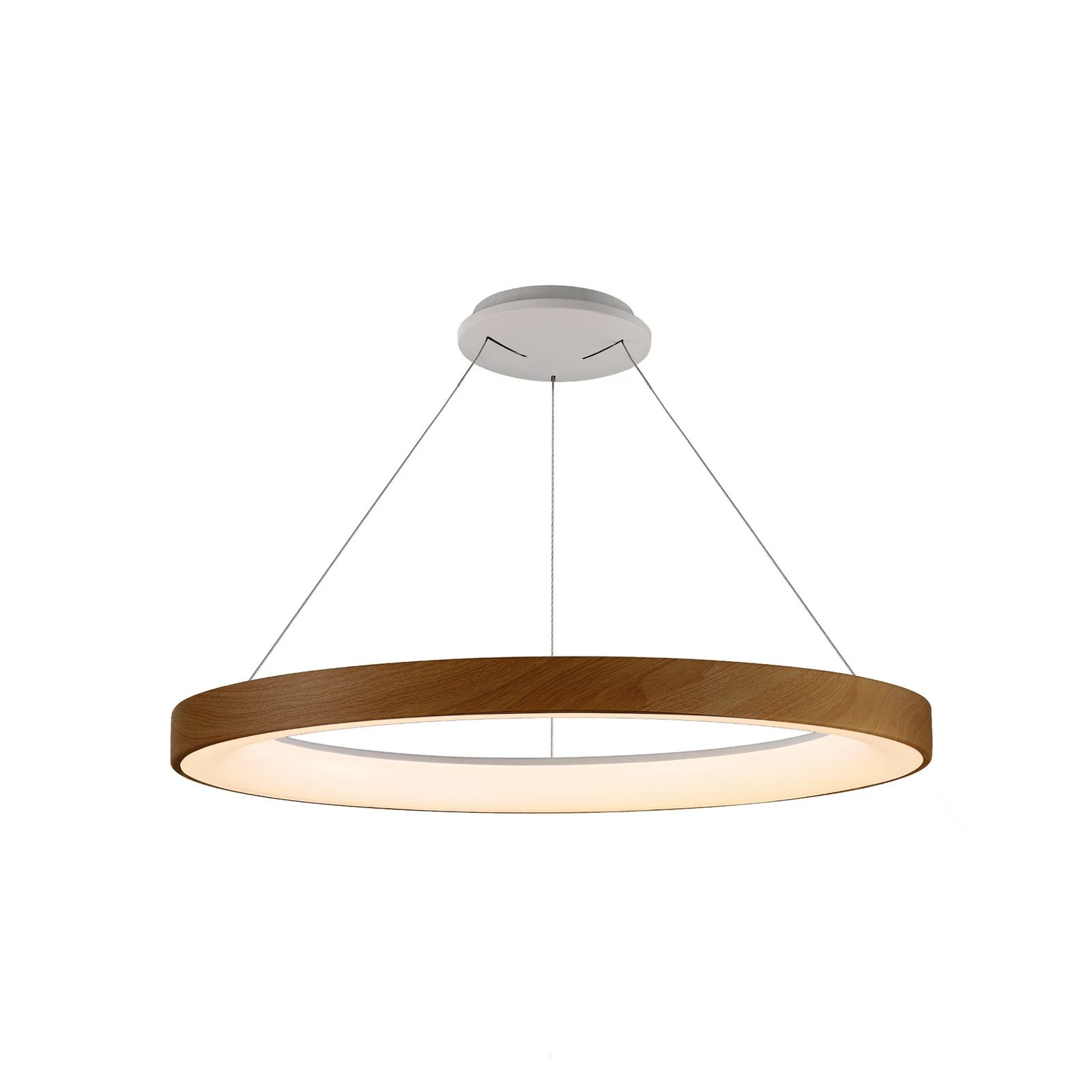 Lampada LED a sospensione Niseko II, Ø 65 cm, color legno, CCT