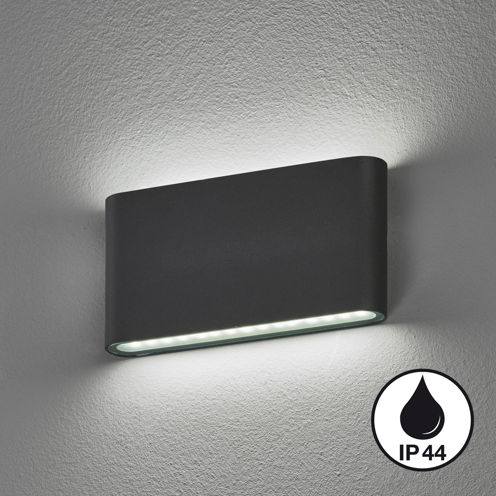 LED outdoor wall light Scone, black, width 17.5 cm, 2-bulb.