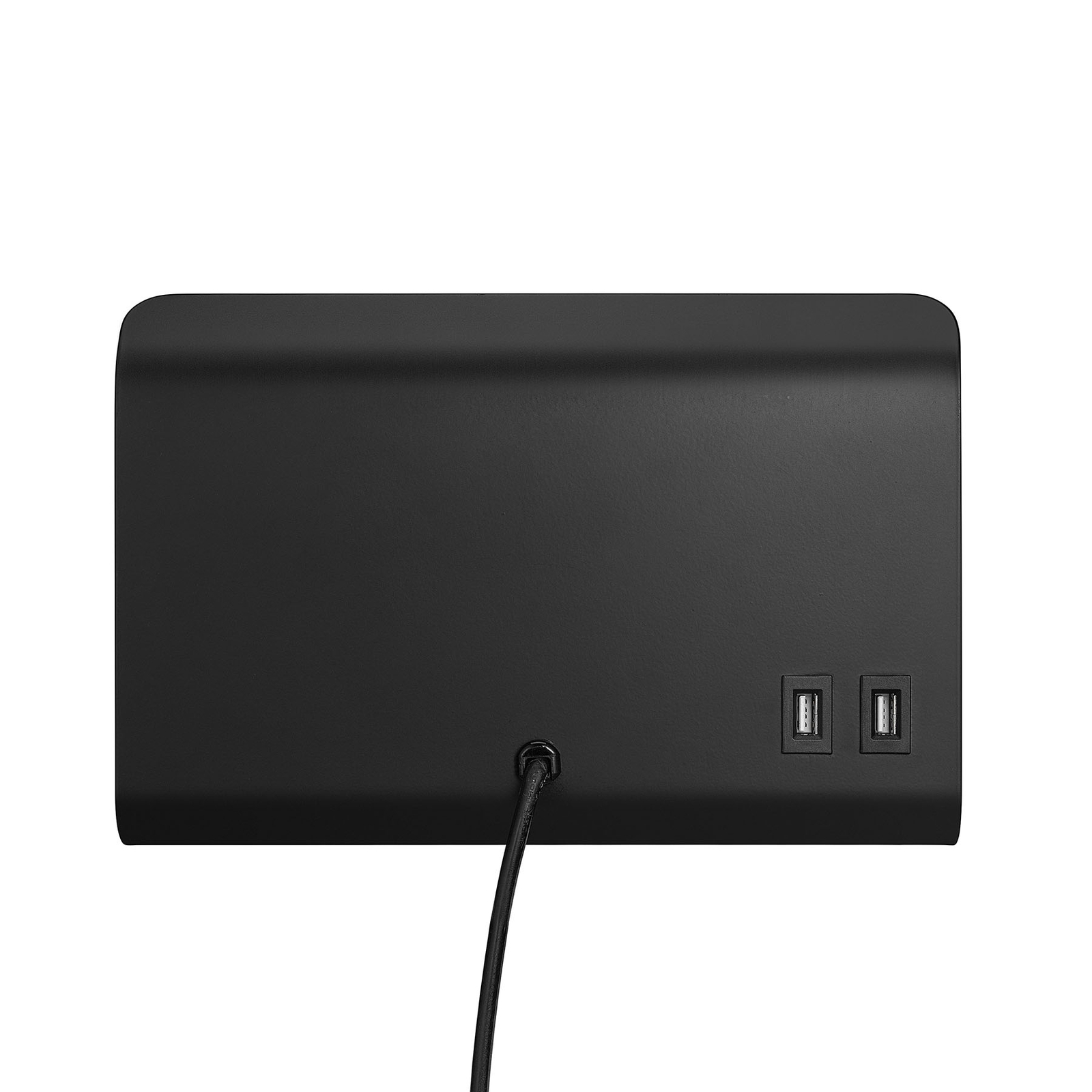Wandlamp Roomi met legbord en USB, zwart