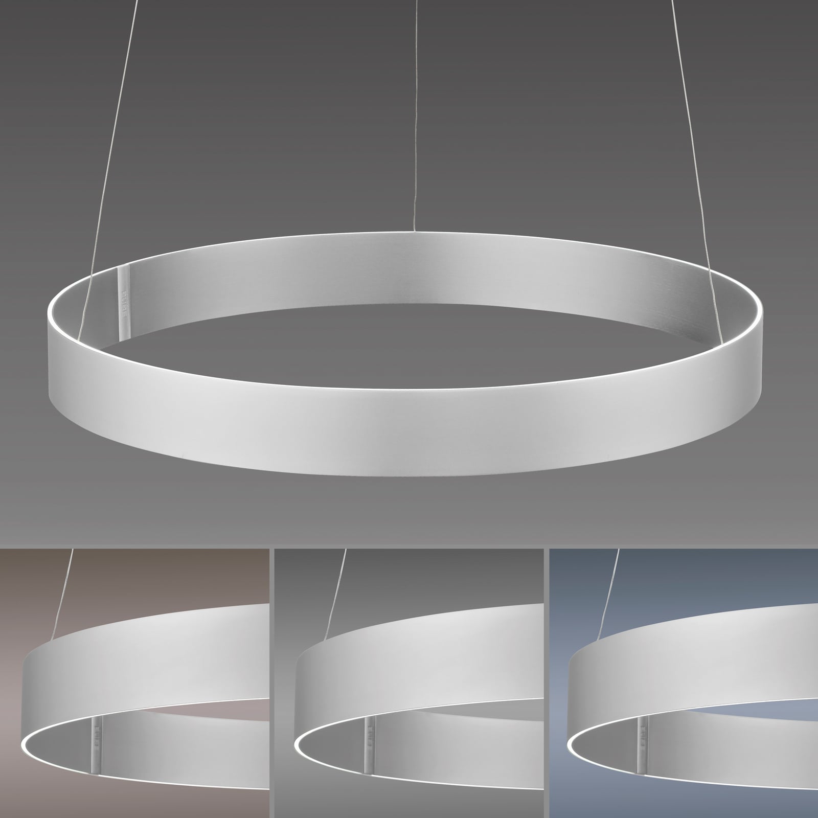 E-Clipse LED-hänglampa, stone, Ø70 cm, metall, CCT – PURE E-Clipse LED-hänglampa, stone, Ø70 cm, metall, CCT – PURE