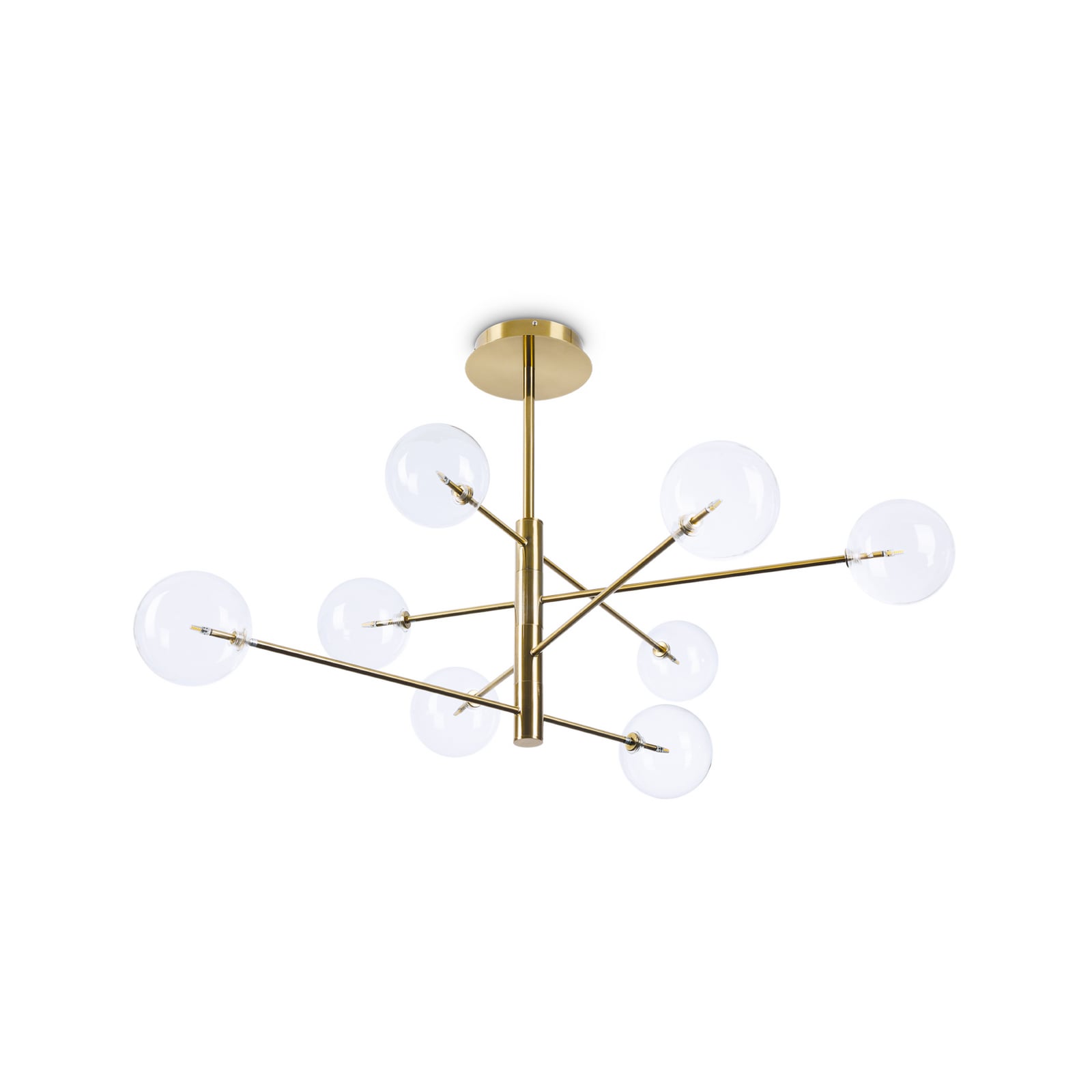Suspension Equinoxe d'IDEAL LUX, laiton/transparent, à 8 lampes