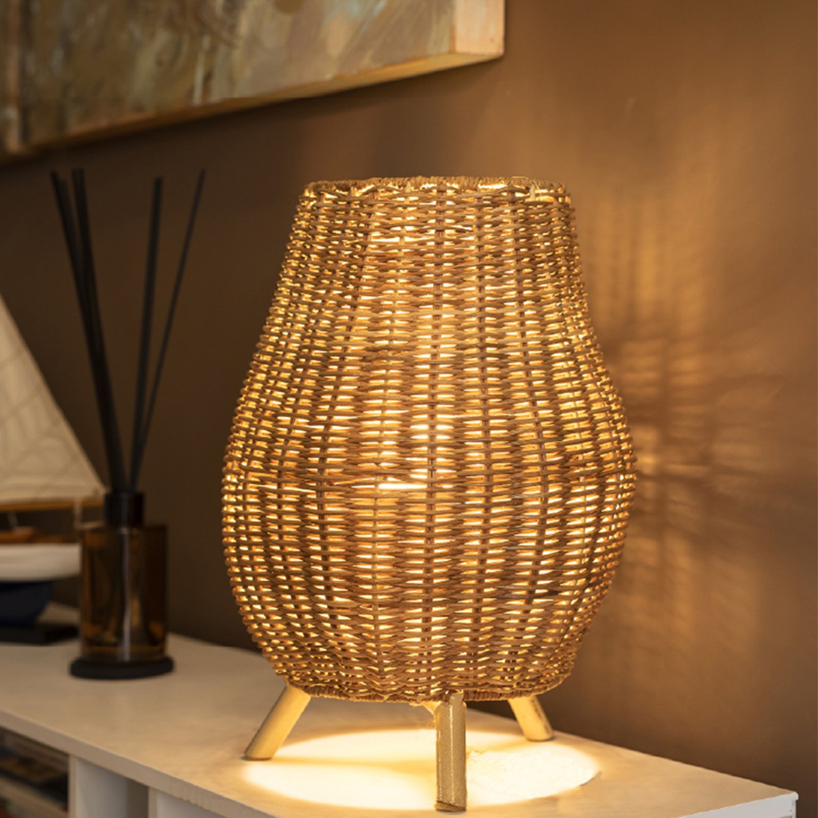 Newgarden Saona LED table lamp made of rattan