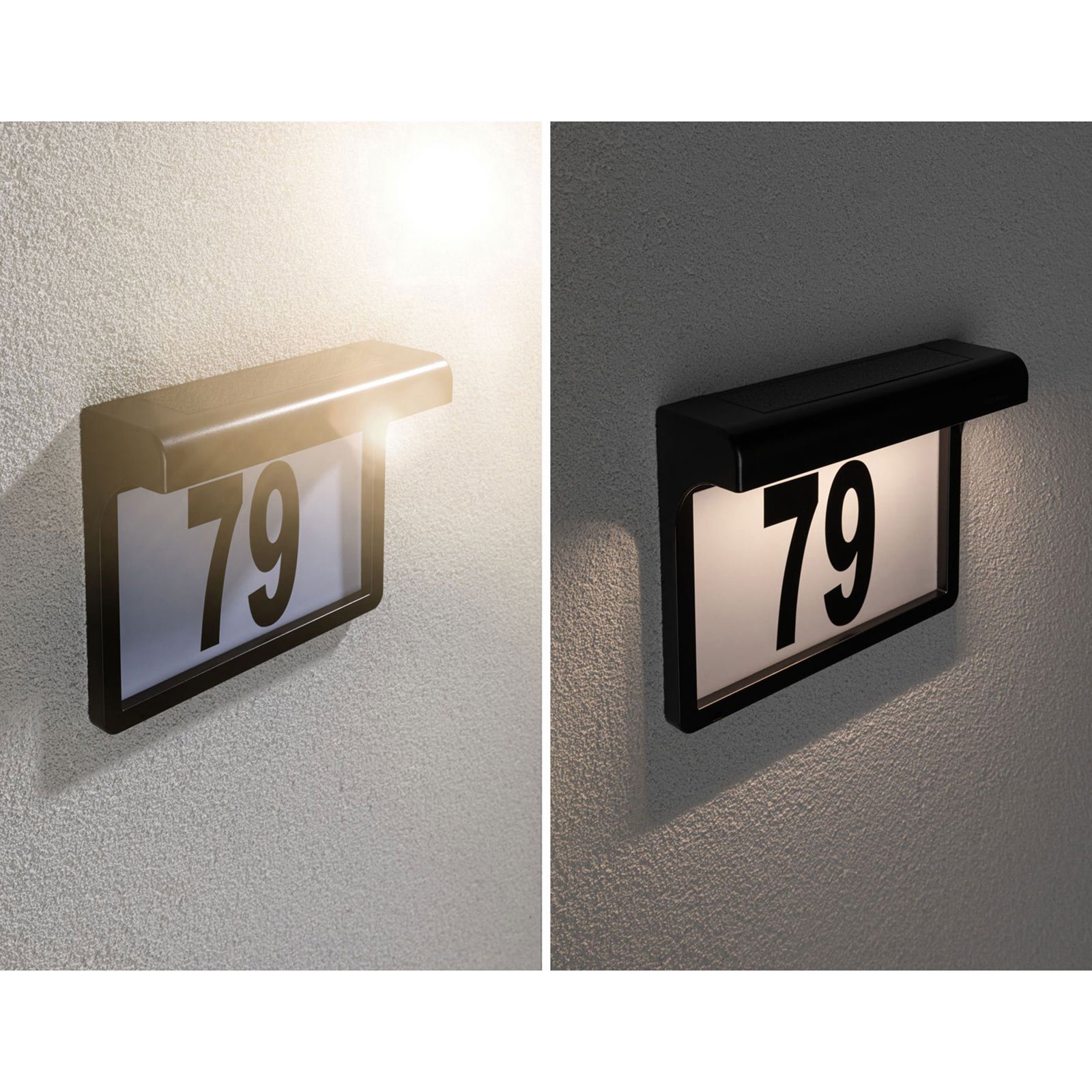 Dayton II Solar LED En el exterior Aplique de Pared w/Numbers IP44 Black - Paulm