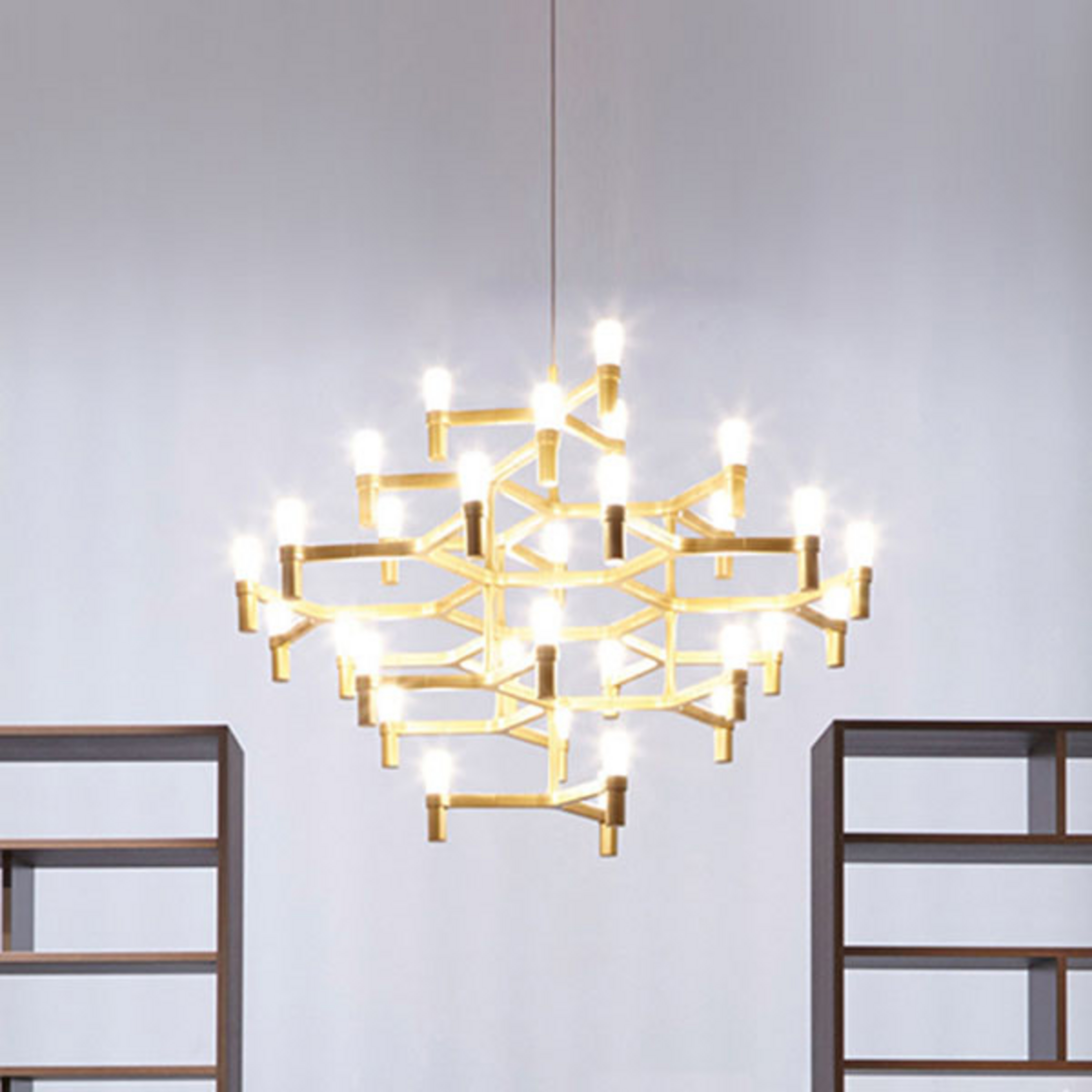 Lámpara colgante Crown Major 30 luces, lacada en dorado - Nemo