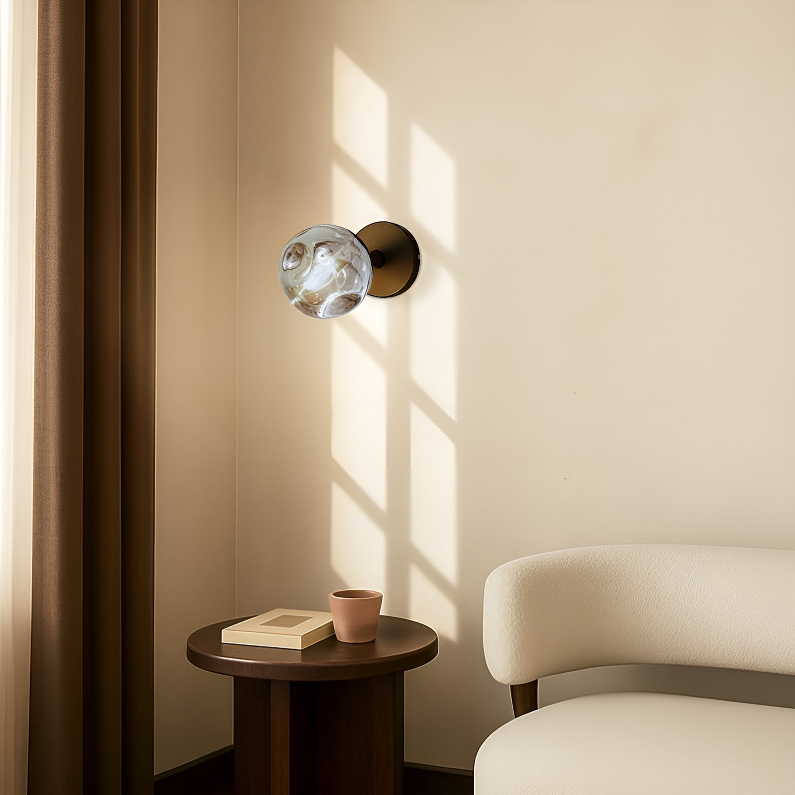 Lindby wall light Valentina, grey/black, glass, Ø 10 cm Lindby wall light Valentina, grey/black, glass, Ø 10 cm