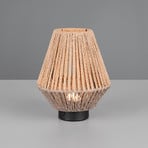 LED rechargeable table lamp Lira, brown, paper yarn, height 22 cm