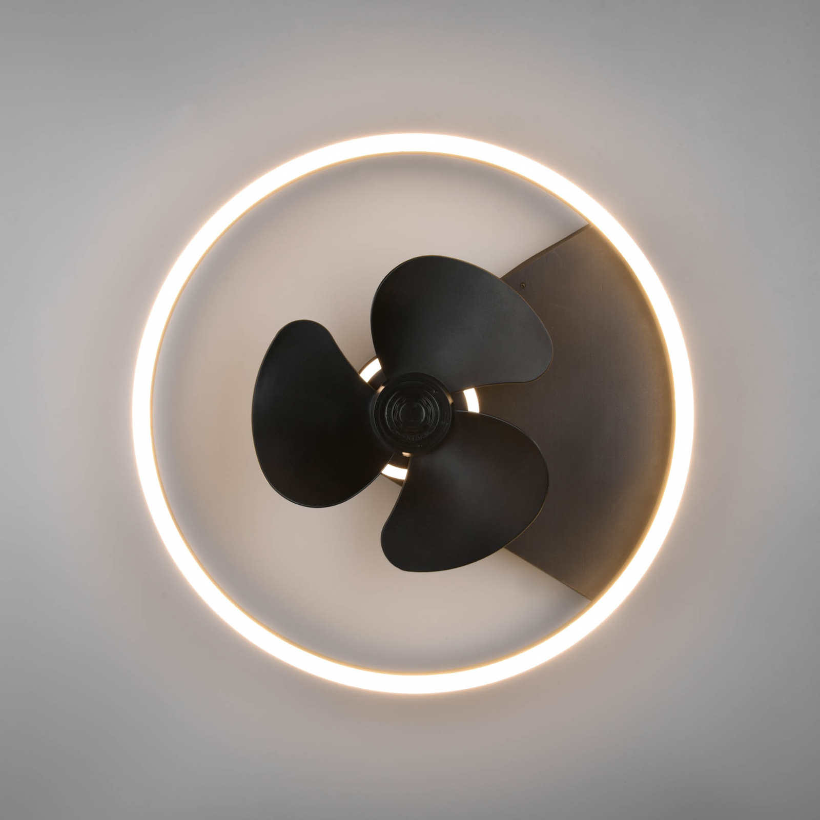 Lubų ventiliatorius "Borgholm" su šviesos diodais, CCT, juodas
