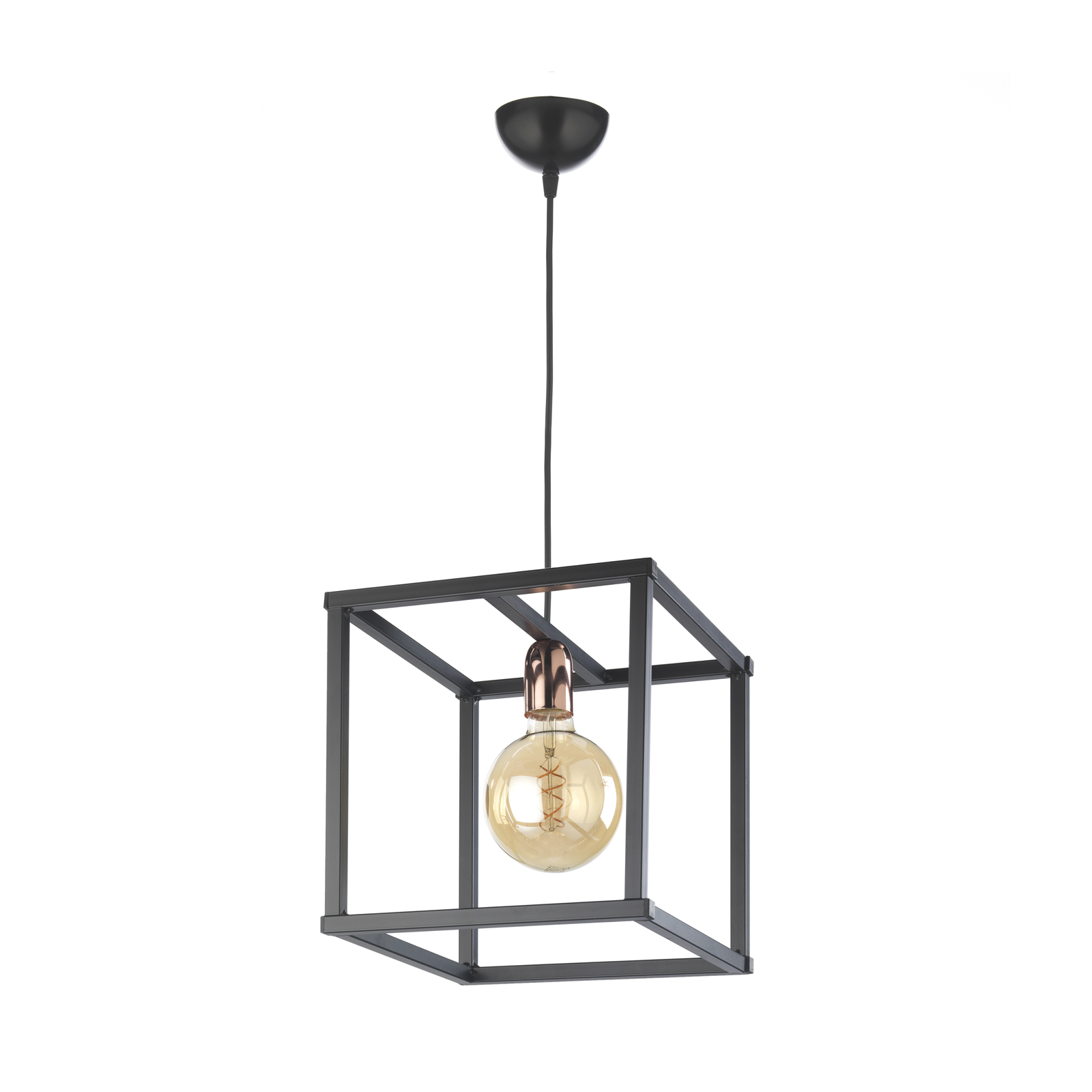 ONLI Floki hanging light as an open cube, 1-bulb, for Living / Dining Room, iron, E27, 22 W, energy efficiency: A++, L: 30 cm, W: 30 cm