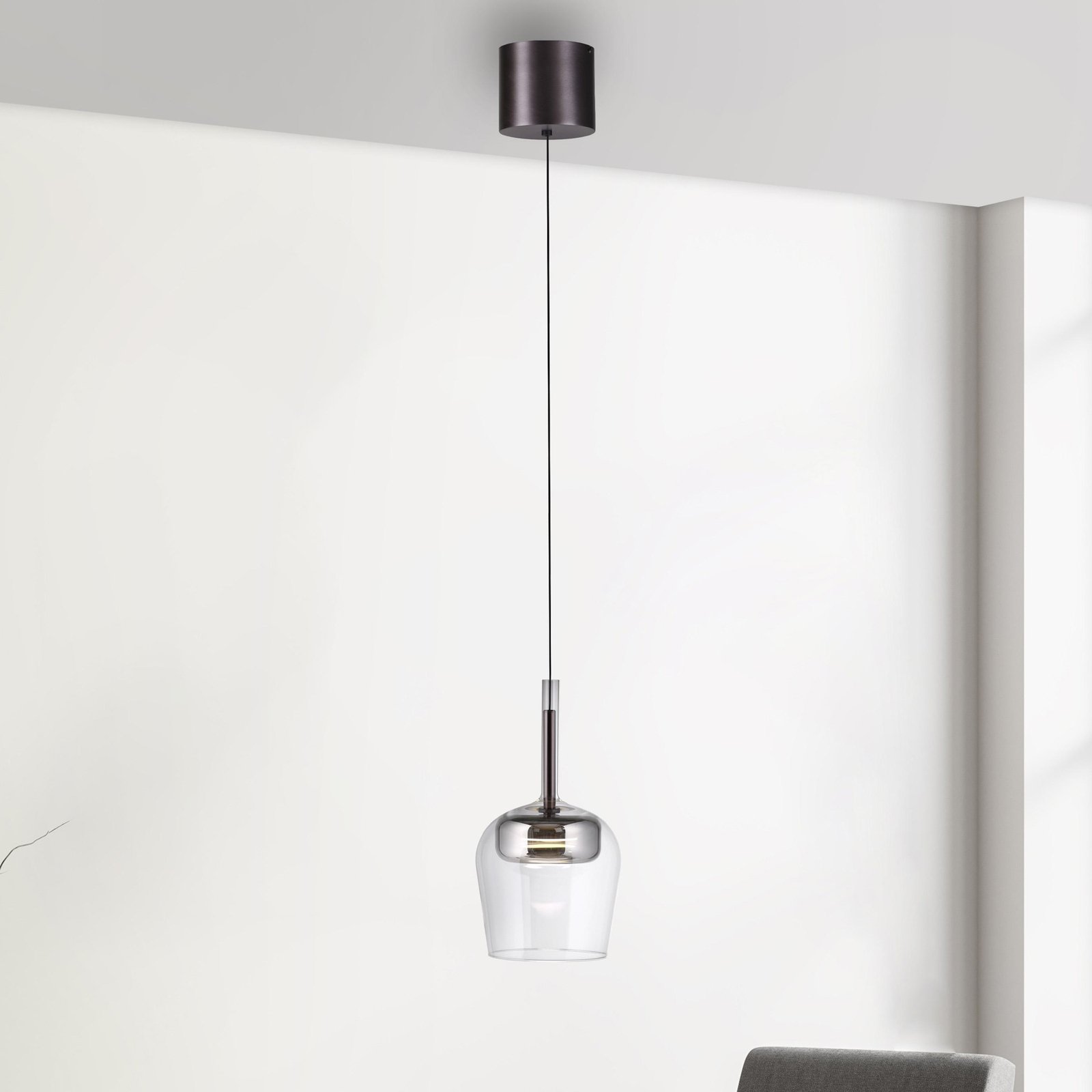 Paul Neuhaus Smart LED závesná lampa Q-Kon strieborná Ø 21 cm