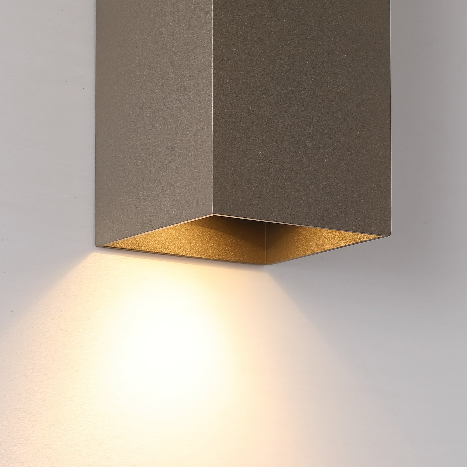 Wandlampe London Square, braun, Höhe 15 cm, Metall, 2-flg.