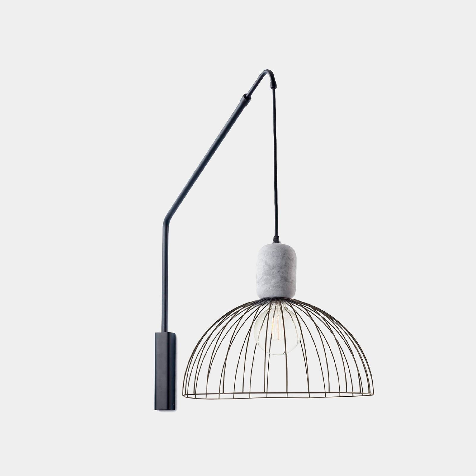 LEDS-C4 Contrast wall light black Ø 48.7 cm, for Living / Dining Room, steel, concrete, E27, 60 W, H: 83 cm