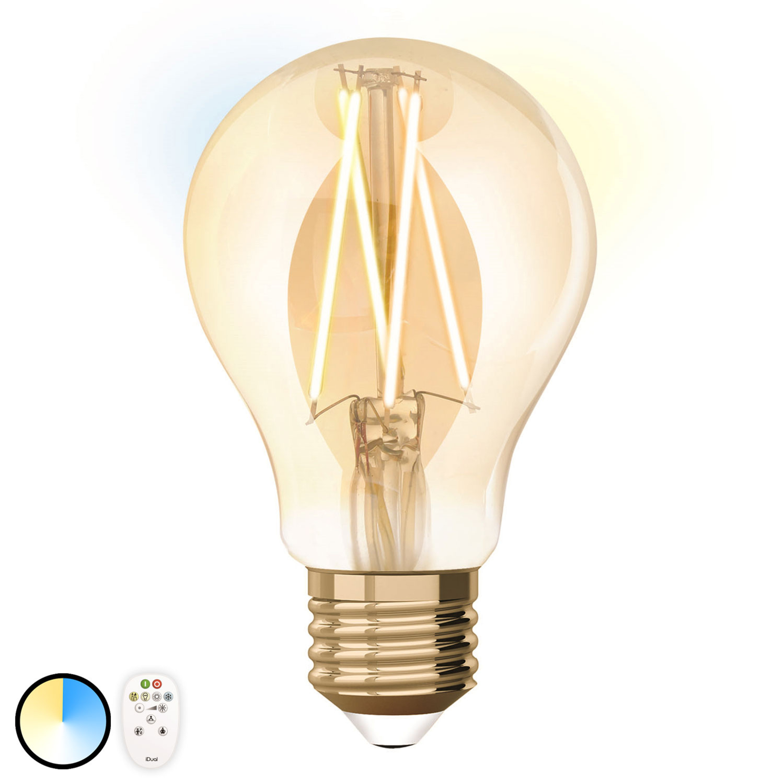 iDual LED-glødelampe E27 9W A60 fjernkontroll