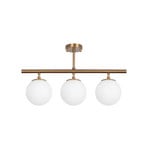 Atmaca ceiling light, 3-bulb, antique gold, glass, 60 cm