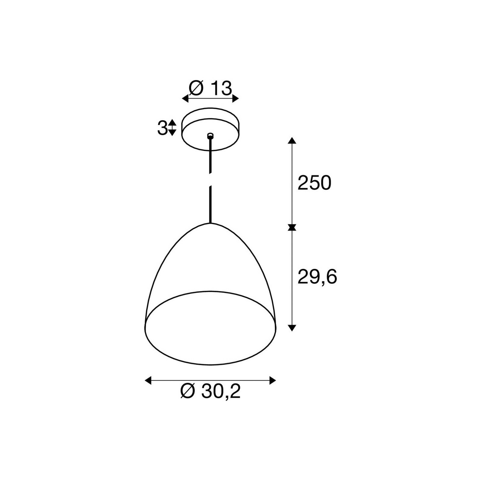 SLV Para Cone hanging light, Ø 20 cm, copper-coloured/white