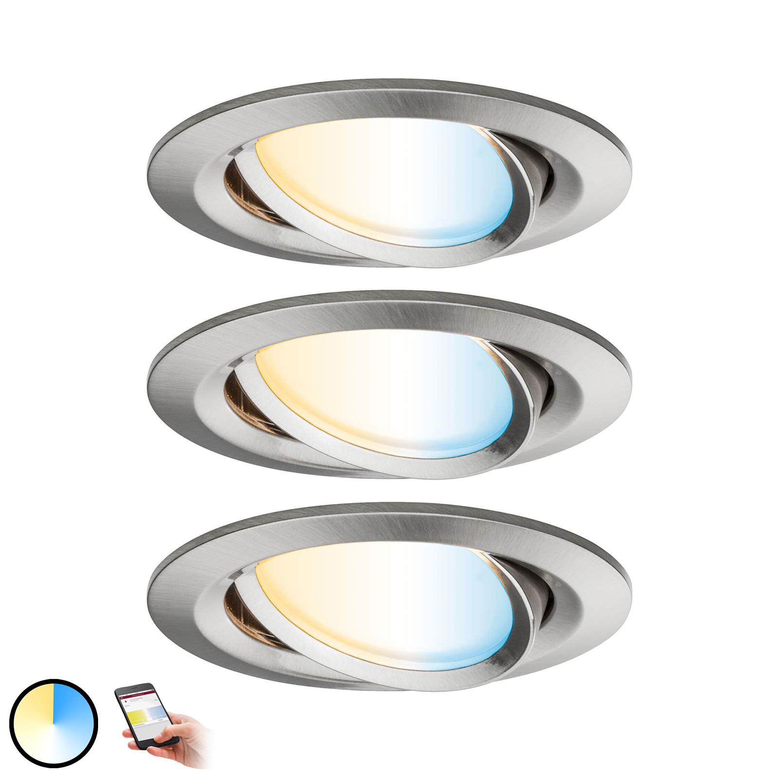 Paulmann Smart Friends Nova Plus spot 3-set CCT, for Living / Dining Room, aluminium, 6 W, energy efficiency: A+