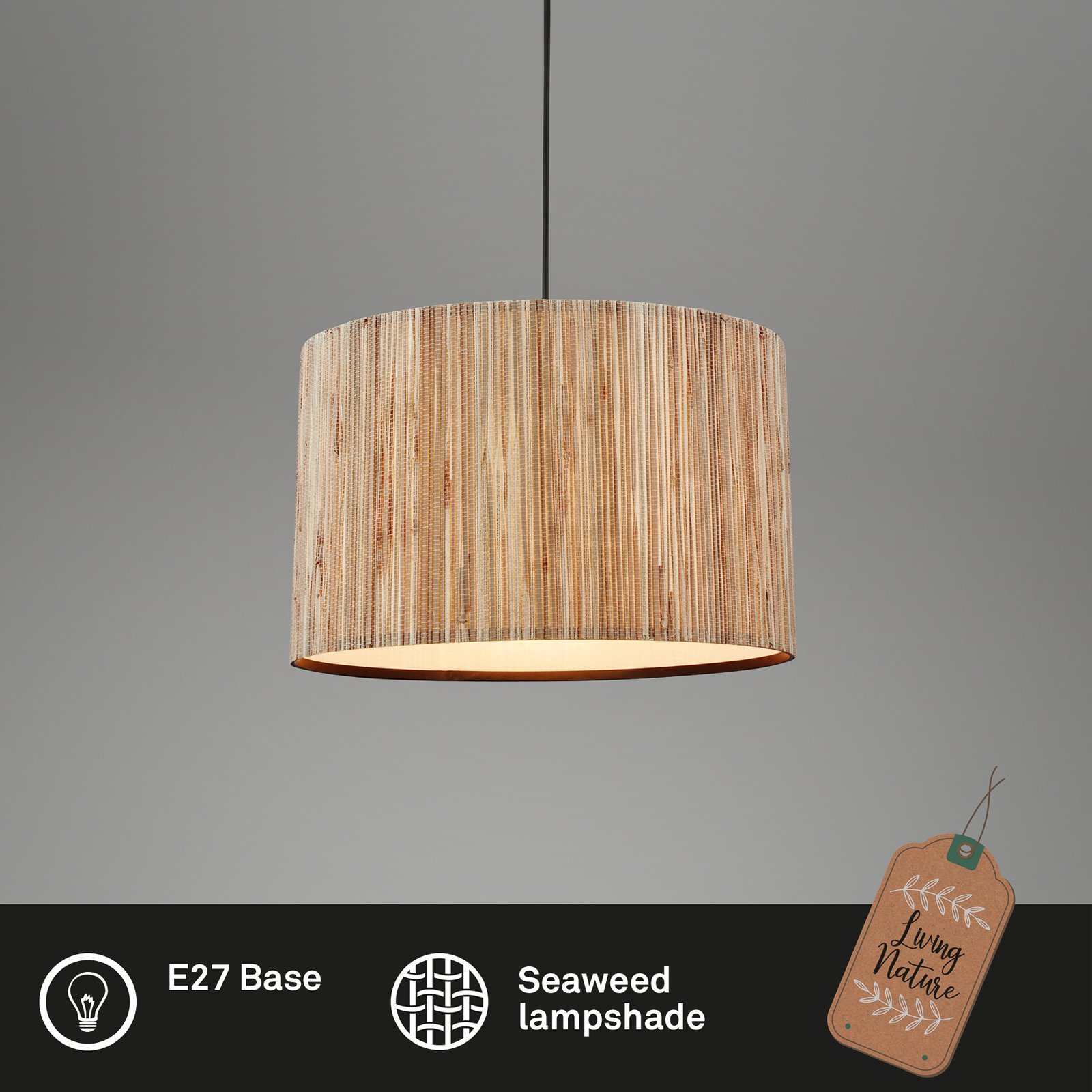 Slama hanglamp, 1-lamp, Ø 35cm, natuurlijke kleur, zeegras