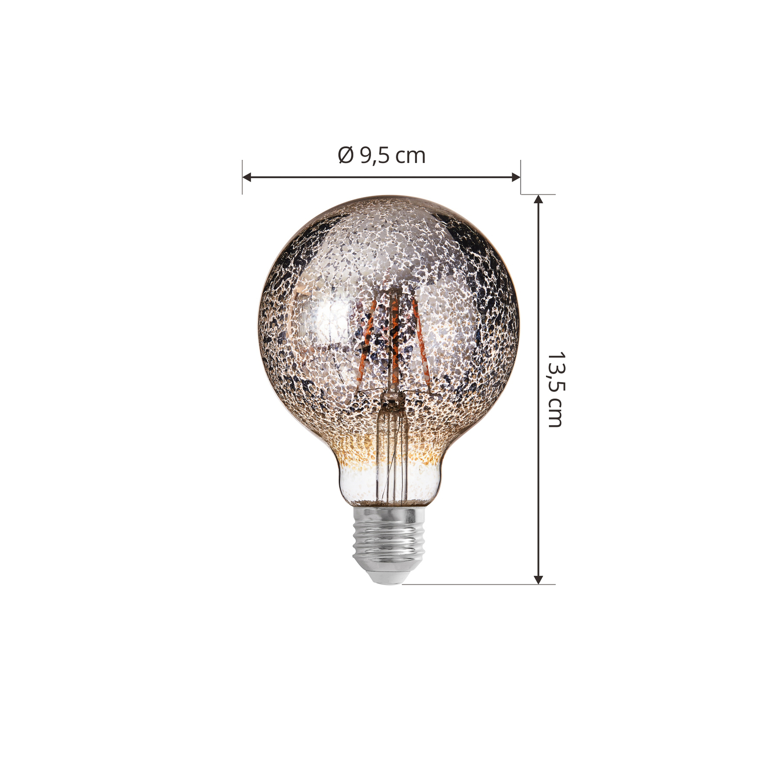 Lucande LED žárovka E27 Ø9,5cm 4W 1800K konfety