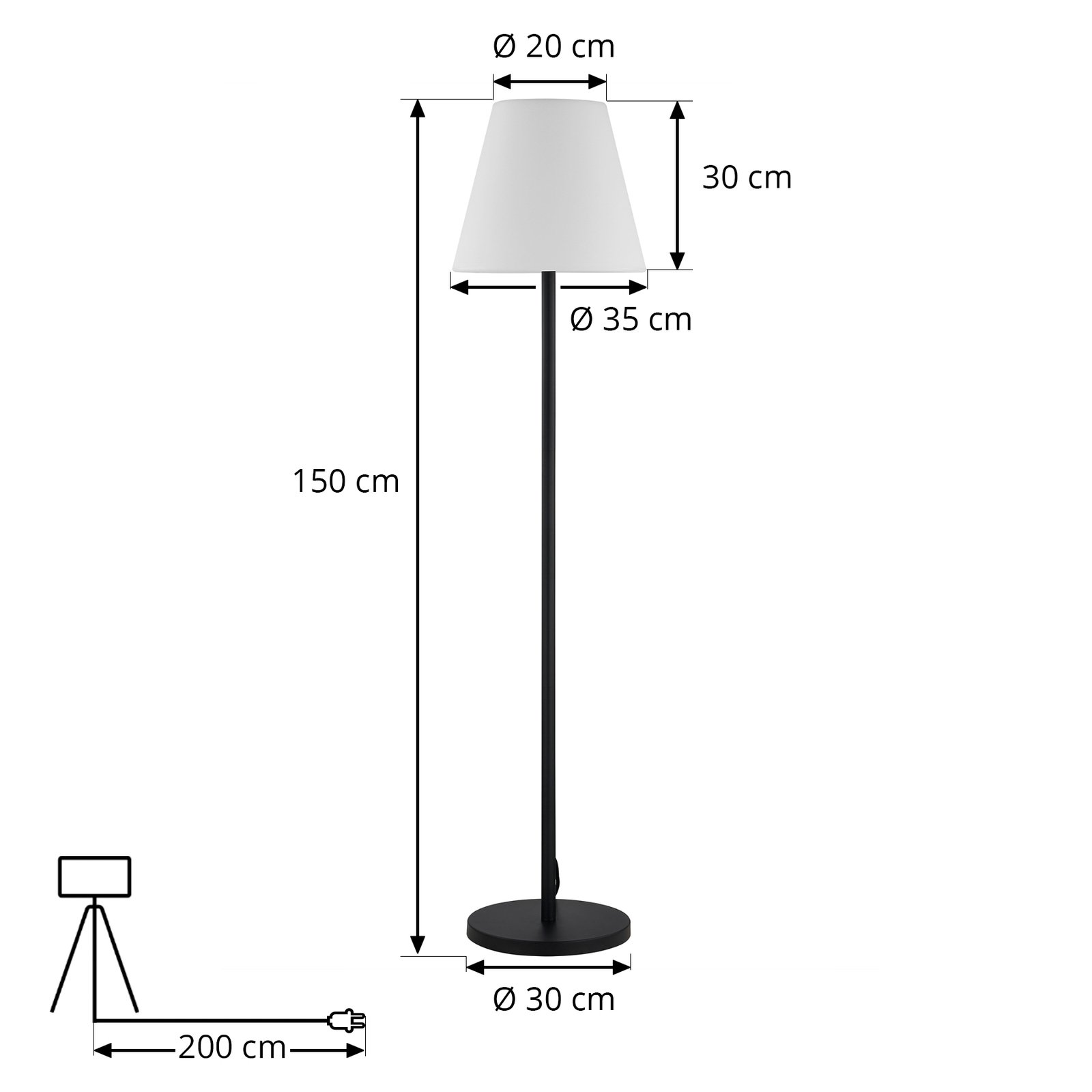 Lucande Terrassenleuchte Jaimy, schwarz, Aluminium, 150 cm
