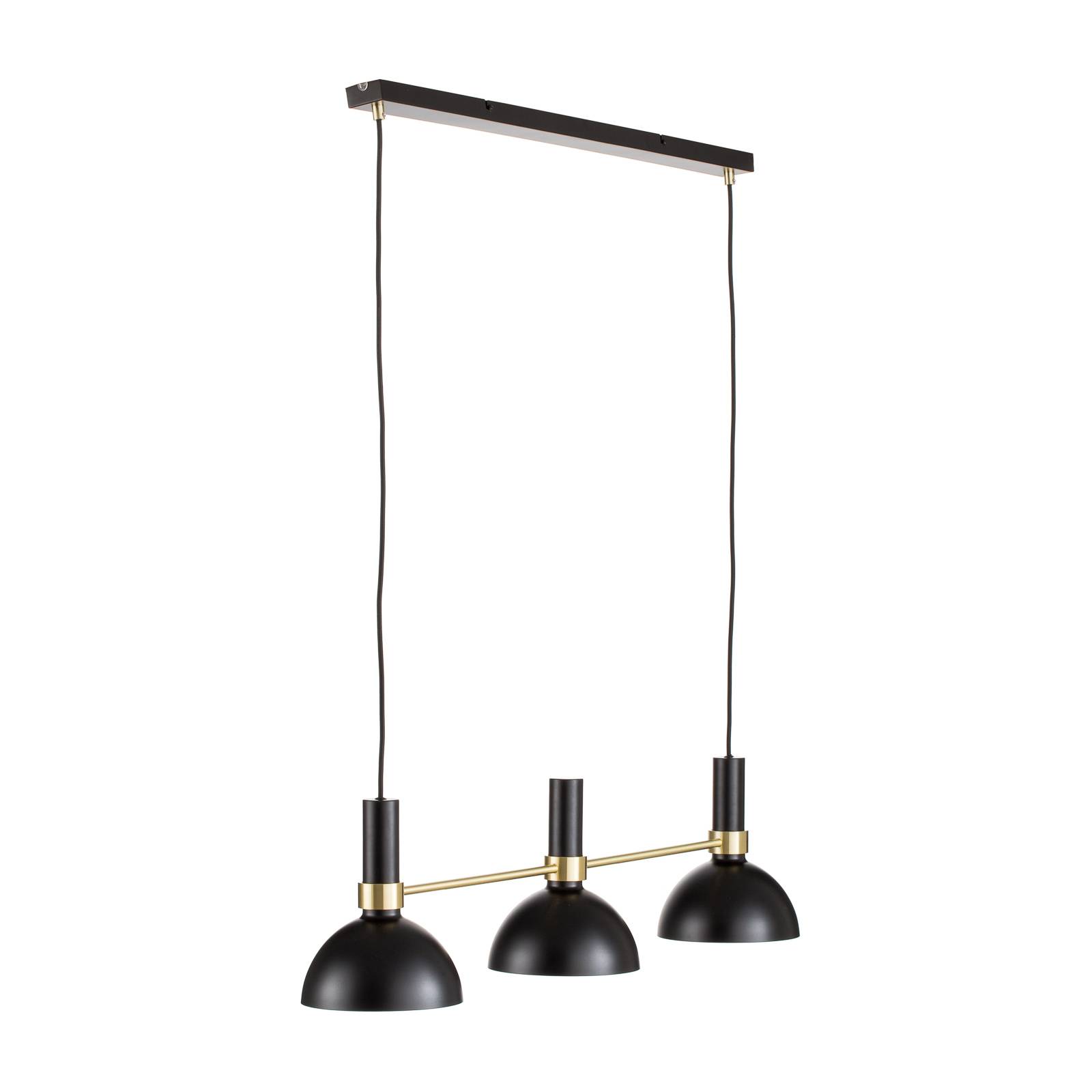 Suspension à trois lampes Larry en noir-laiton